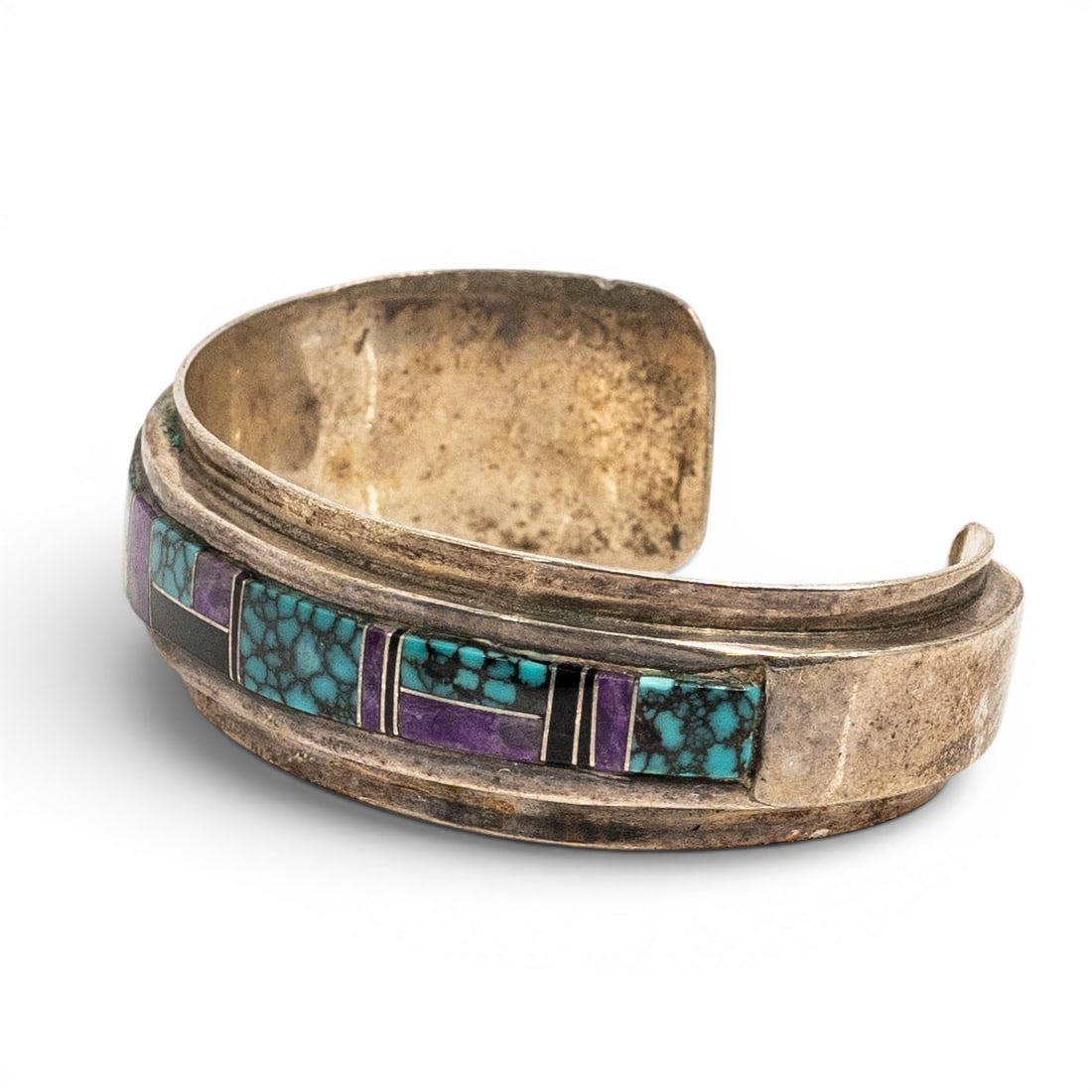 B. Yazzie Navajo Sterling Silver & Multistone Inlay Cuff Bracelet (1 of 12)