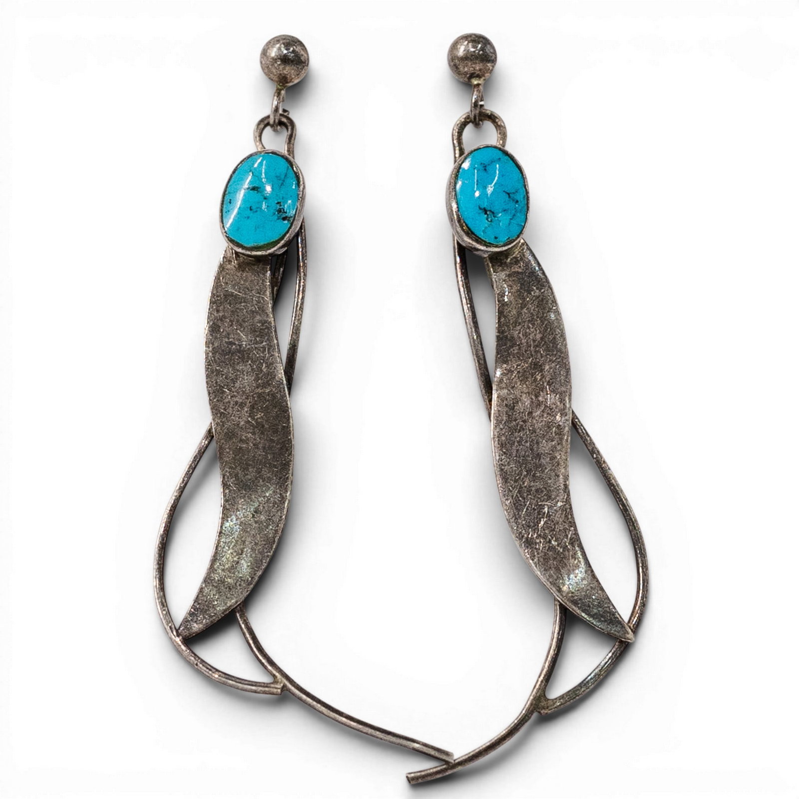 Vintage Southwestern Sterling Silver & Turquoise Dangle Earrings (1 of 3)