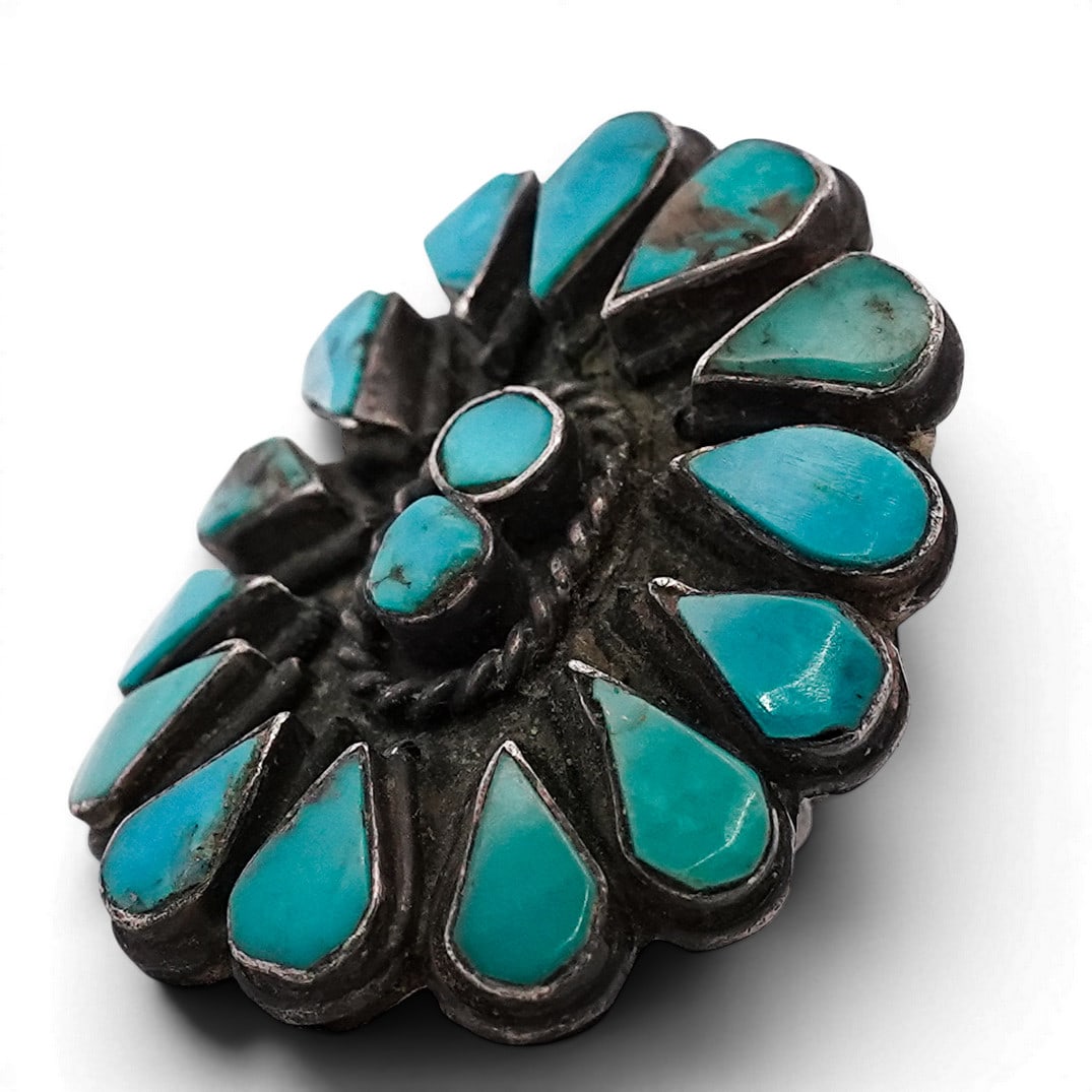 Vintage Navajo Sterling Silver & Turquoise Cluster Ring (1 of 4)