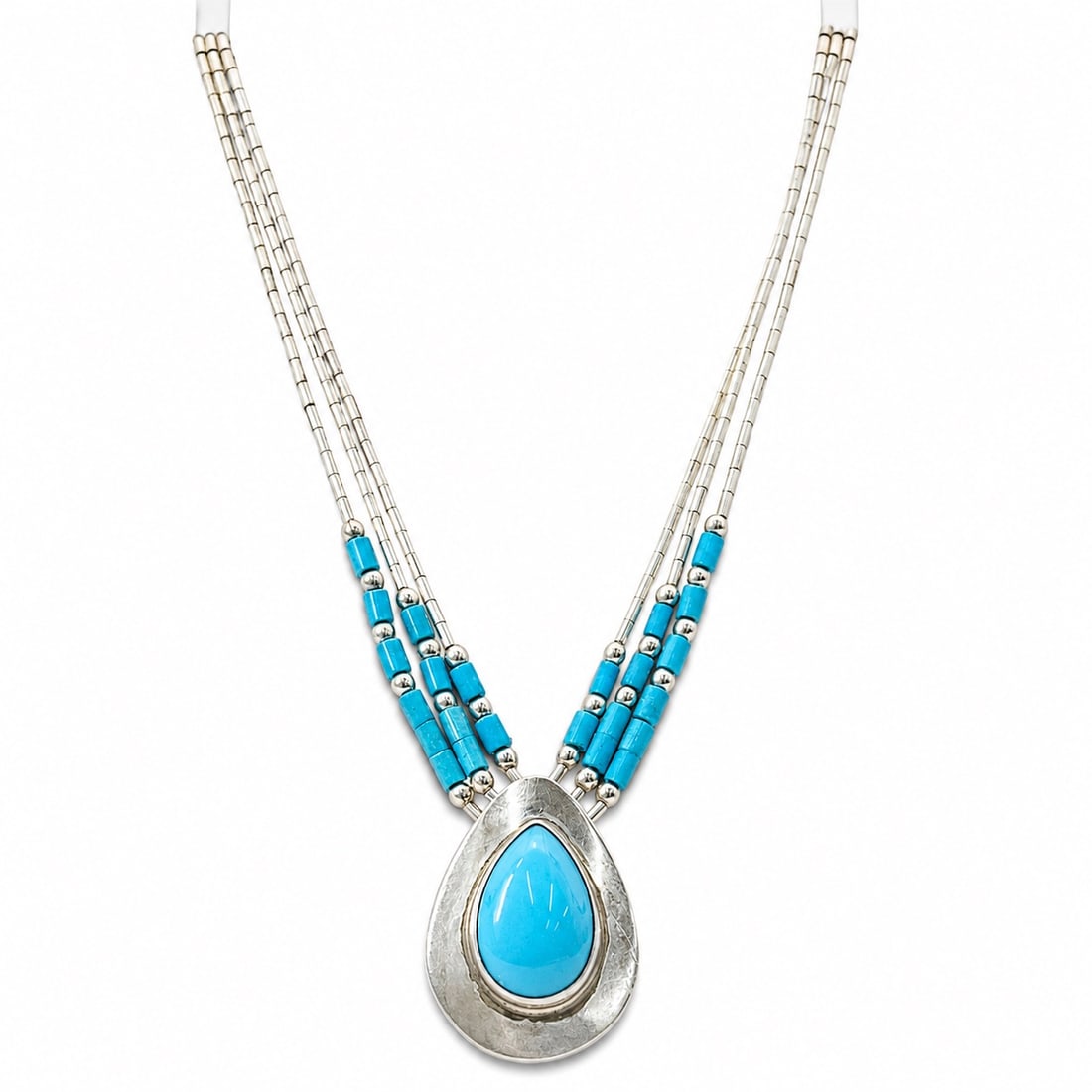 Vintage Navajo Sterling Silver & Turquoise Heishi Necklace (1 of 3)