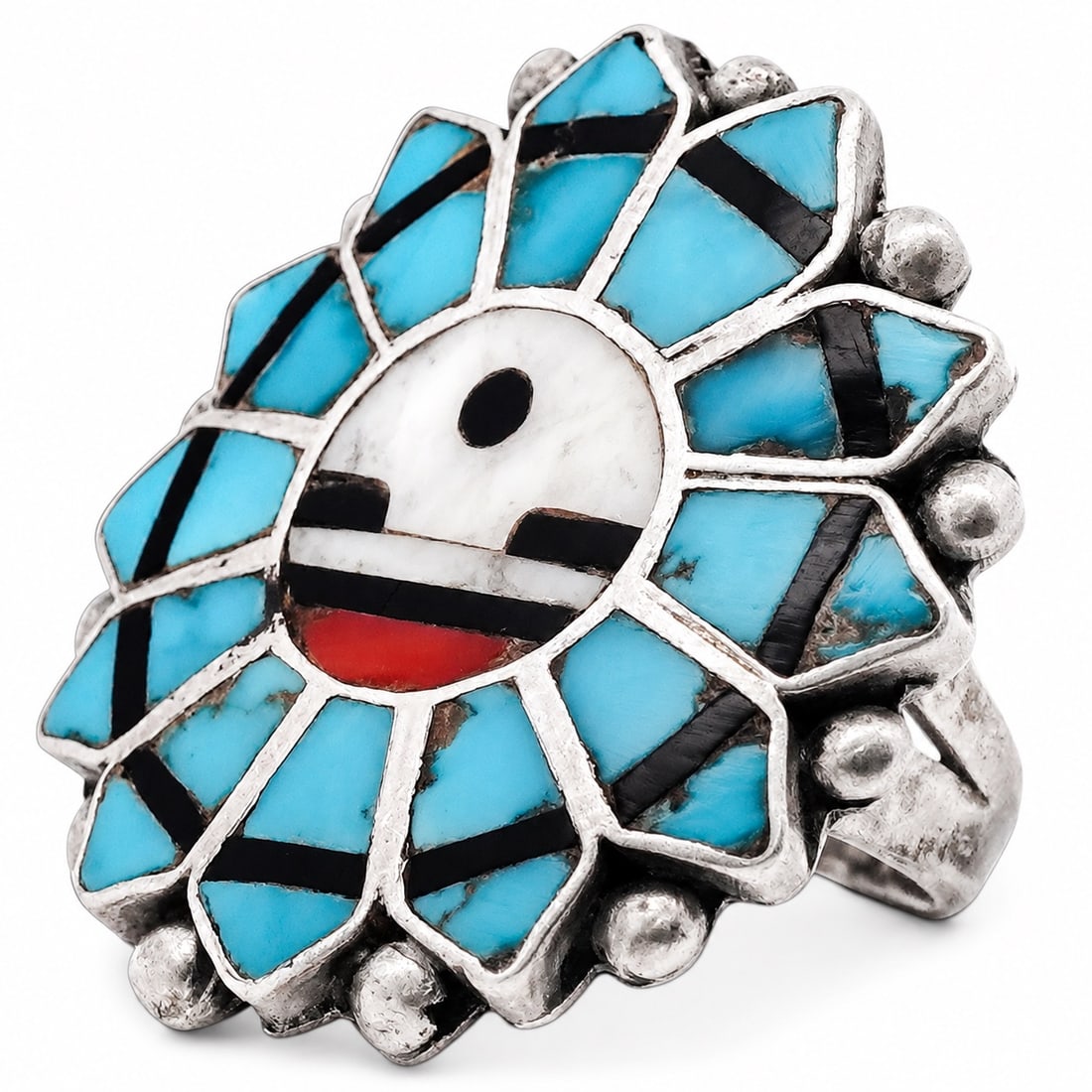 Vintage Zuni Sterling Silver & Multi Stone Inlay Ring (1 of 4)