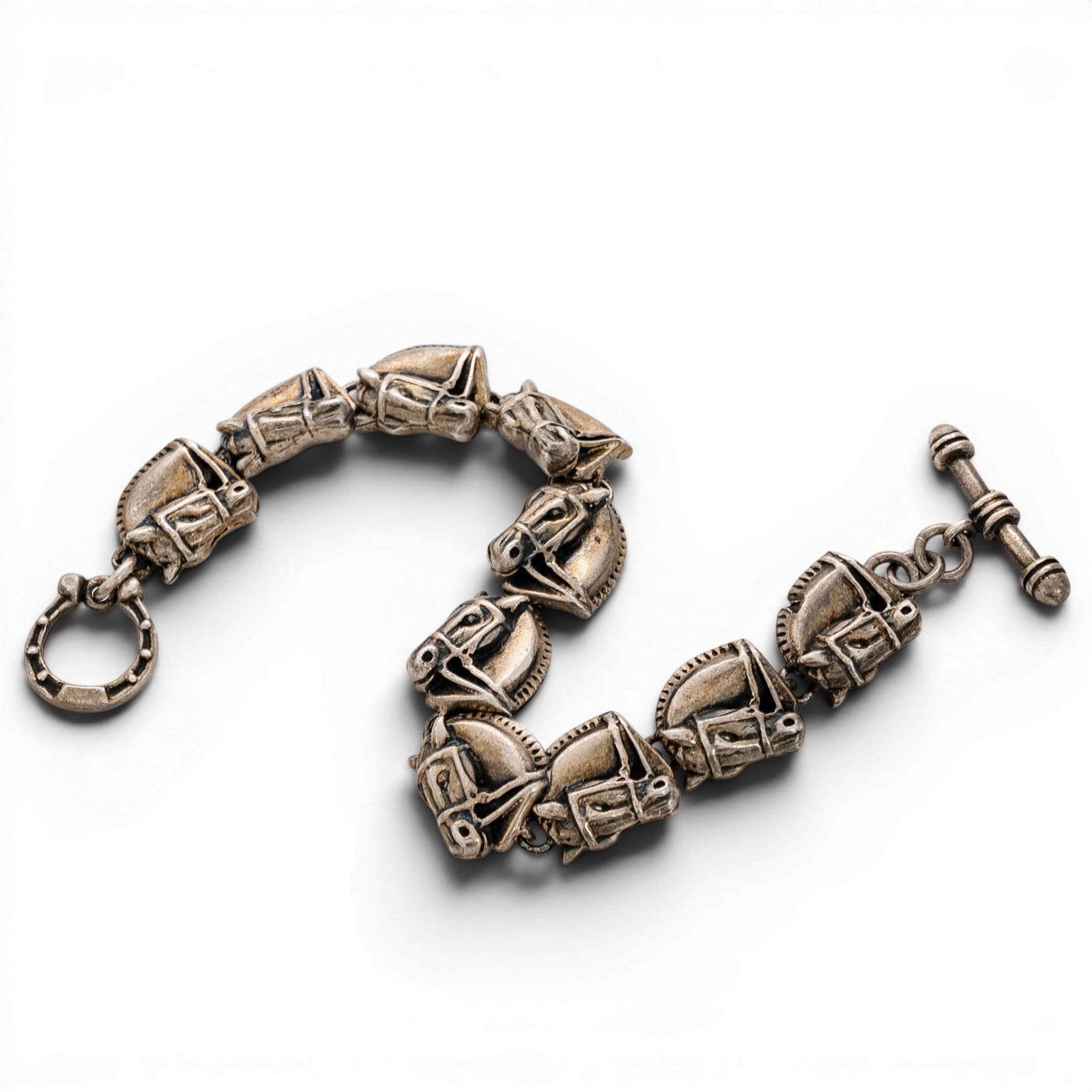 Vintage Mexican Sterling Silver Horse Head Link Bracelet (1 of 5)