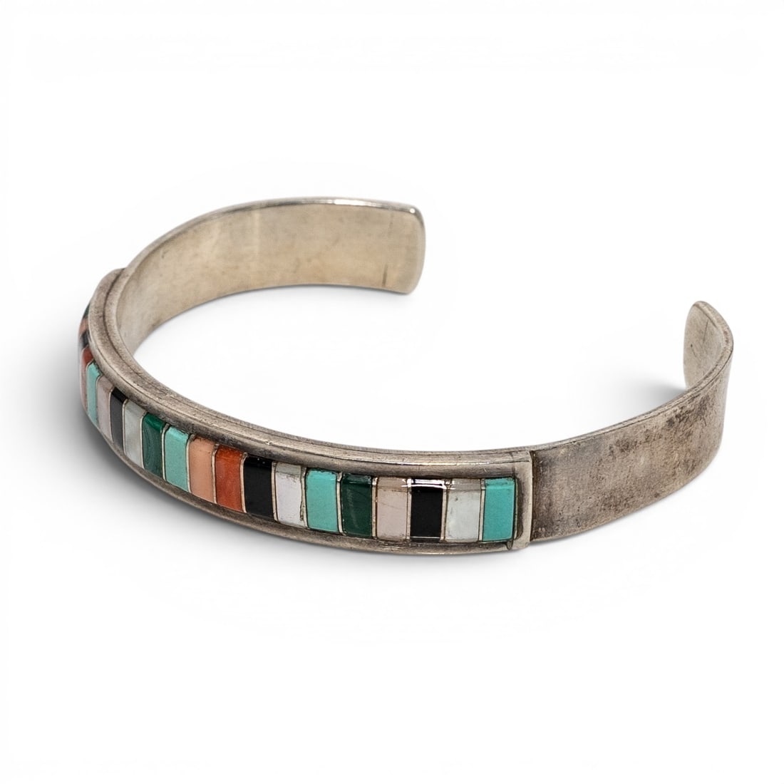 Anson & Leticia Wallace Zuni Sterling Silver & Multi-Stone Inlay Cuff Bracelet (1 of 7)