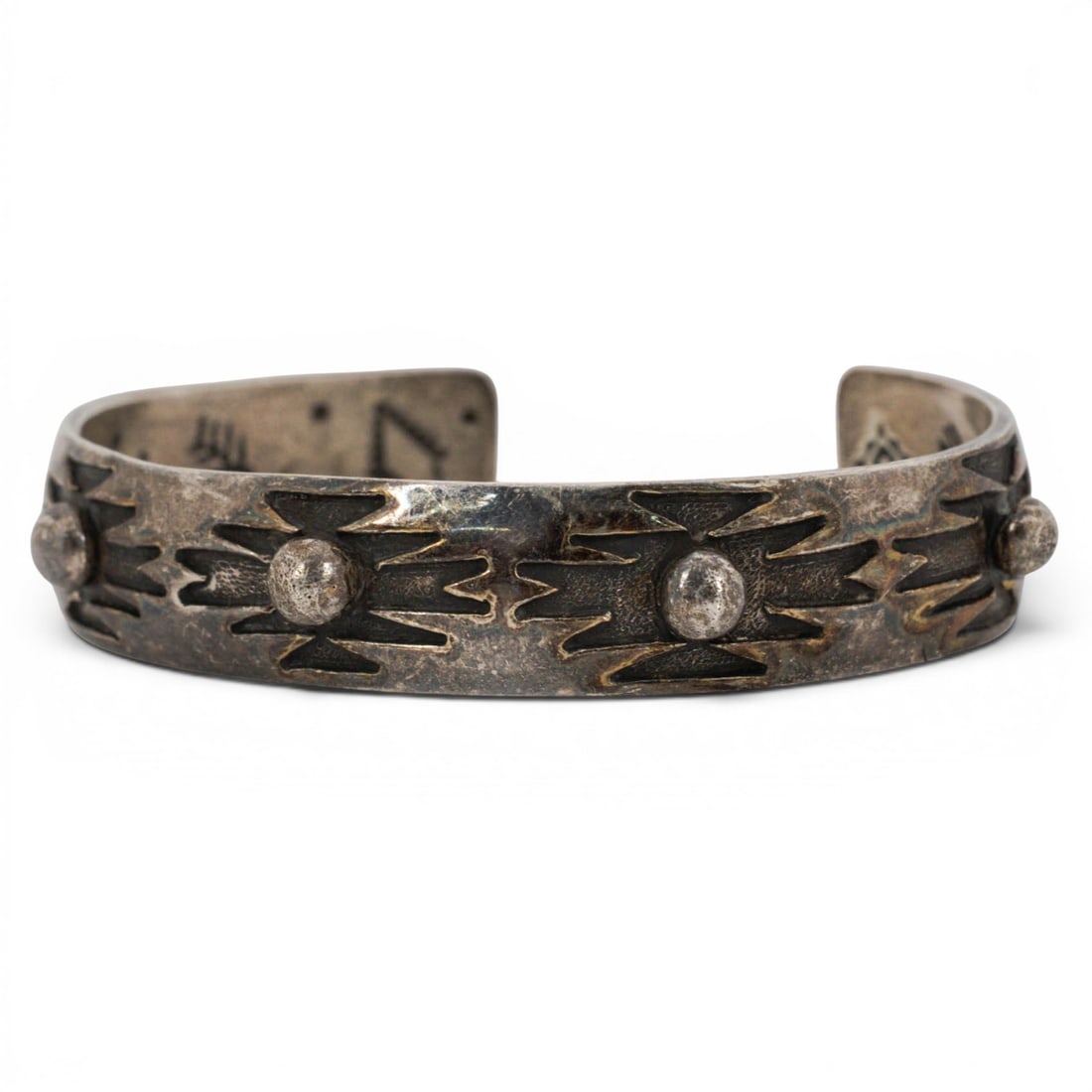 Jennifer Juan Navajo Sterling Silver Stamped Cuff Bracelet (1 of 5)