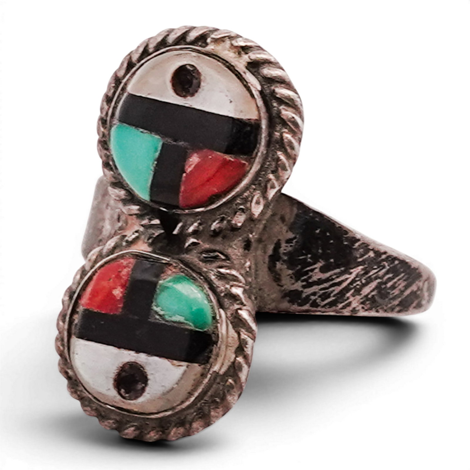 Vintage Southwestern Sterling Silver & Multi-Stone Inlay Ring (1 of 5)