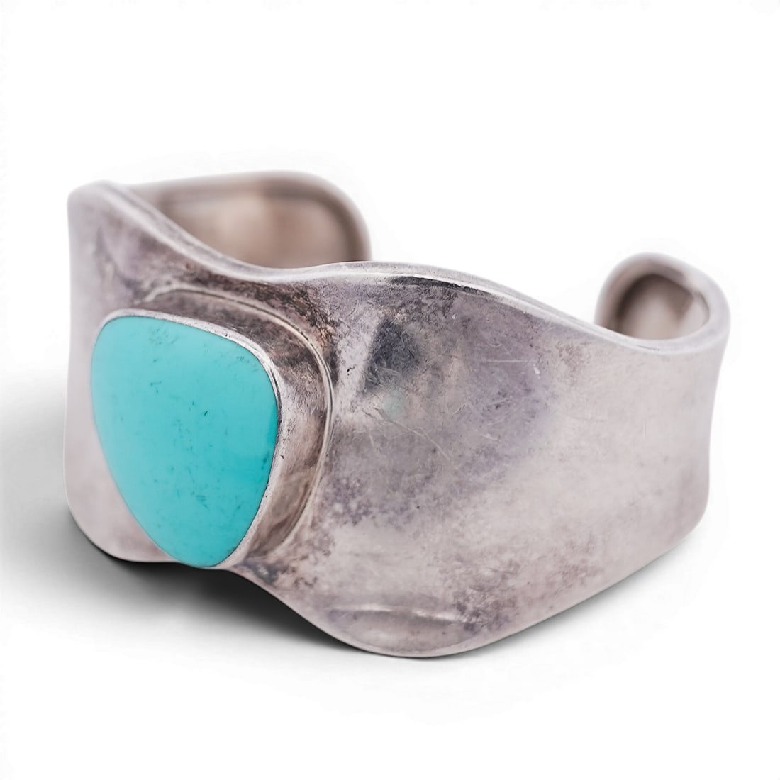 Vintage Mexican Sterling Silver & Turquoise Cuff Bracelet (1 of 6)