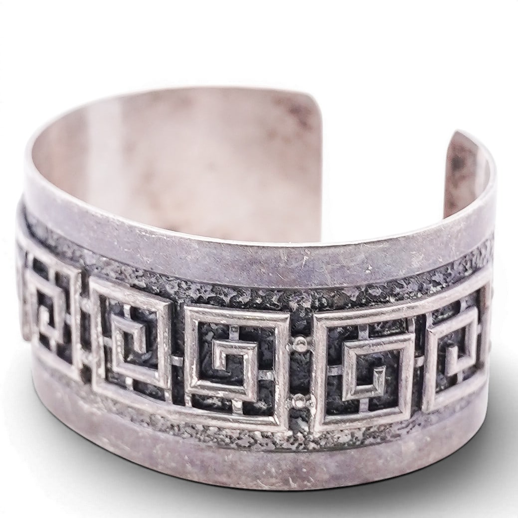 Vintage Danecraft Sterling Silver Greek Key Cuff Bracelet (1 of 5)