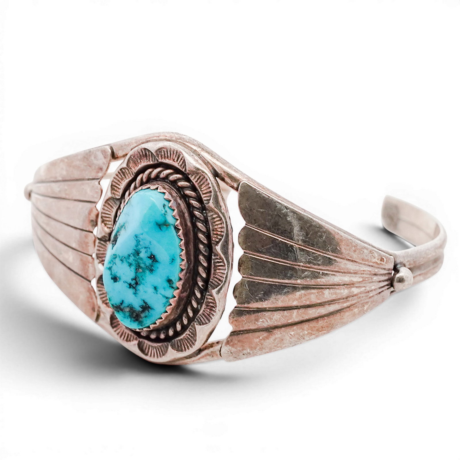 Vintage Southwest Sterling Silver Turquoise Cuff Bracelet Signed (1 of 5)