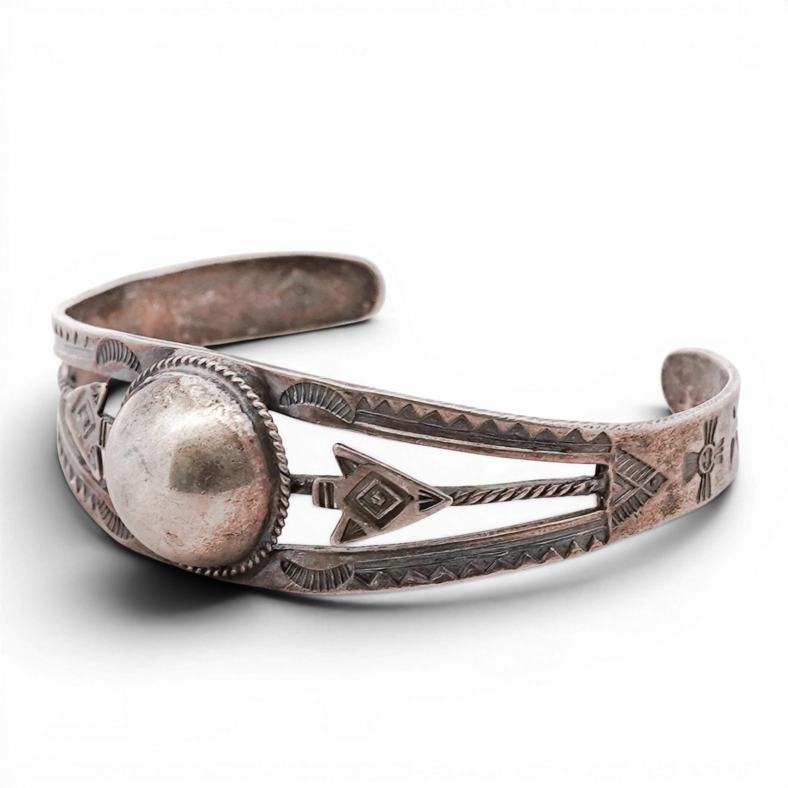 Vintage Navajo Sterling Silver Dome Cuff Bracelet (1 of 5)