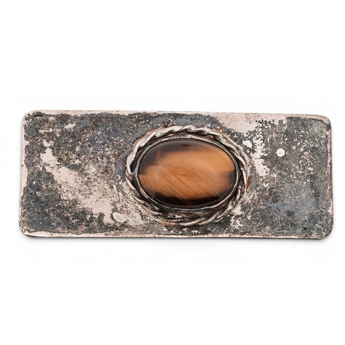 Vintage Southwestern Sterling Silver & Tiger’s Eye Belt Buckle (1 of 3)