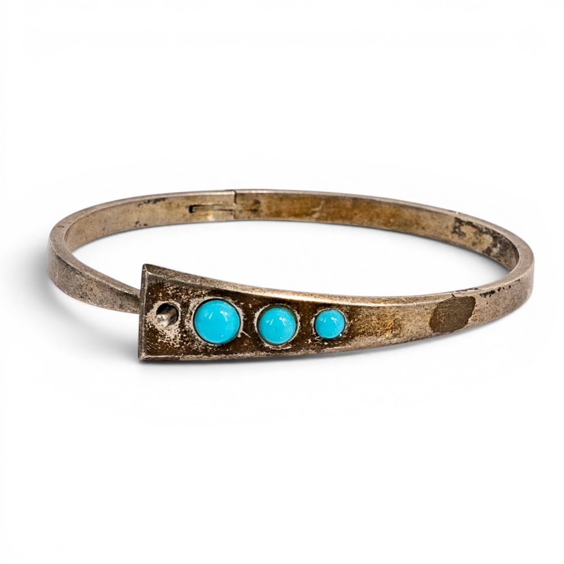 Vintage Southwestern Sterling Silver & Turquoise Modernist Cuff Bracelet (1 of 9)