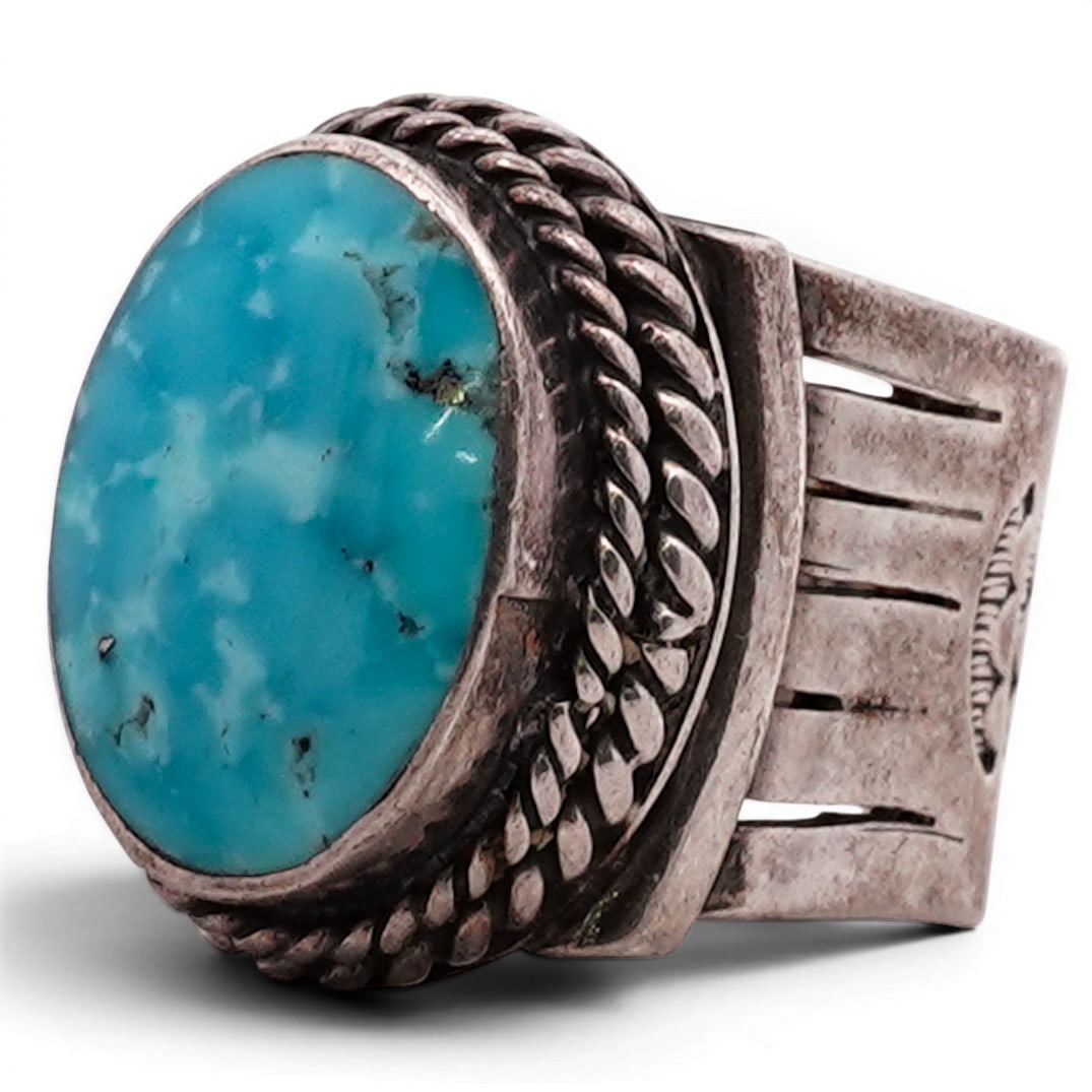 Vintage Running Bear Trading Sterling Silver & Turquoise Ring (1 of 5)