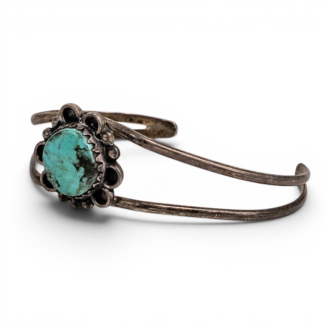 Mexican Sterling Silver & Turquoise Cuff Bracelet (1 of 8)