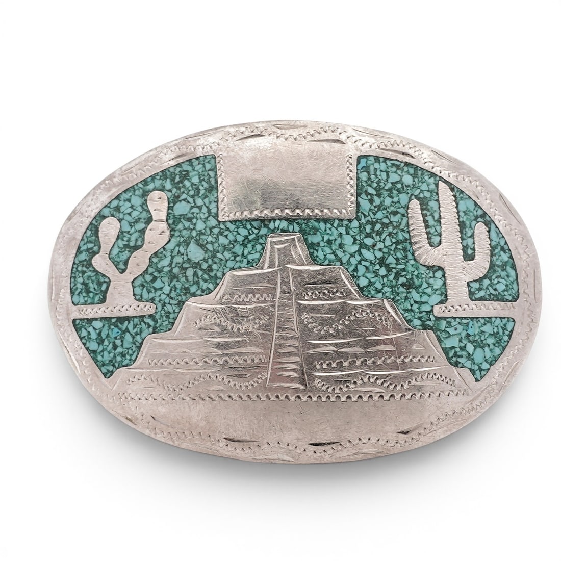 Mexican Alpaca Metal Inlay Belt Buckle (1 of 4)