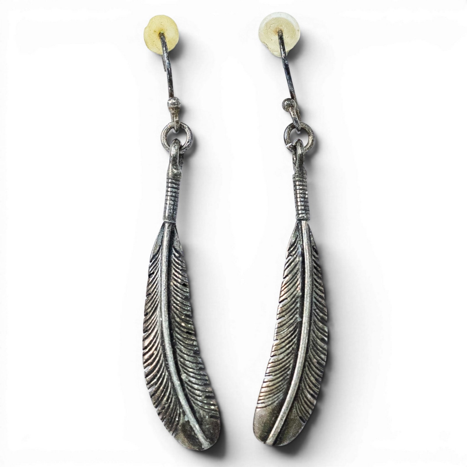 Vintage Navajo Sterling Silver Feather Earrings (1 of 2)