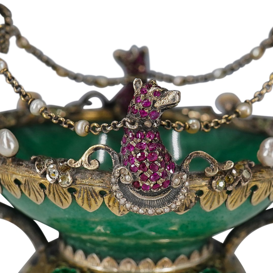 Antique Austro Hungarian Silver, Aventurine and Gemstone Tazza - 2