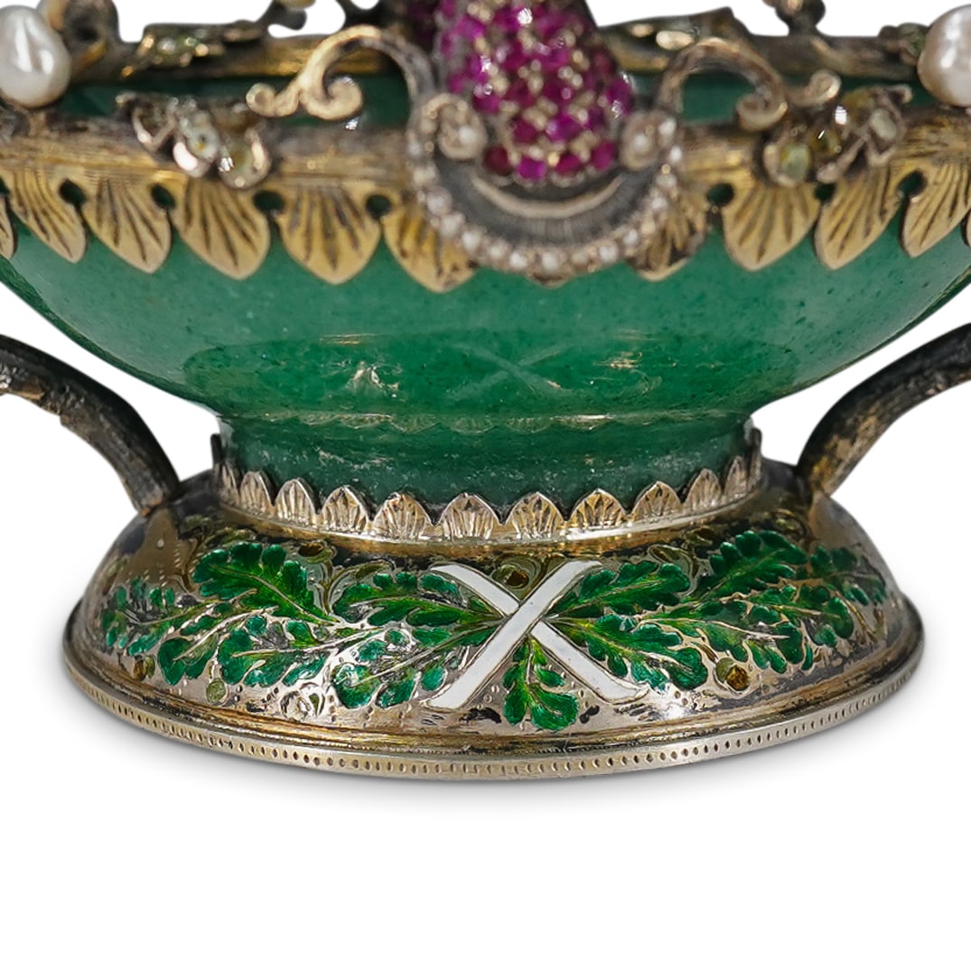 Antique Austro Hungarian Silver, Aventurine and Gemstone Tazza - 3
