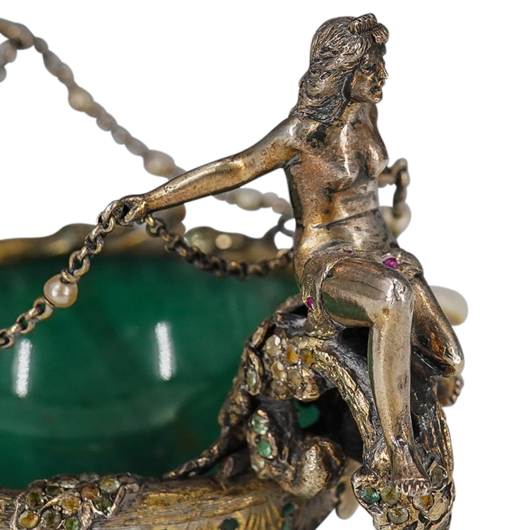 Antique Austro Hungarian Silver, Aventurine and Gemstone Tazza - 5