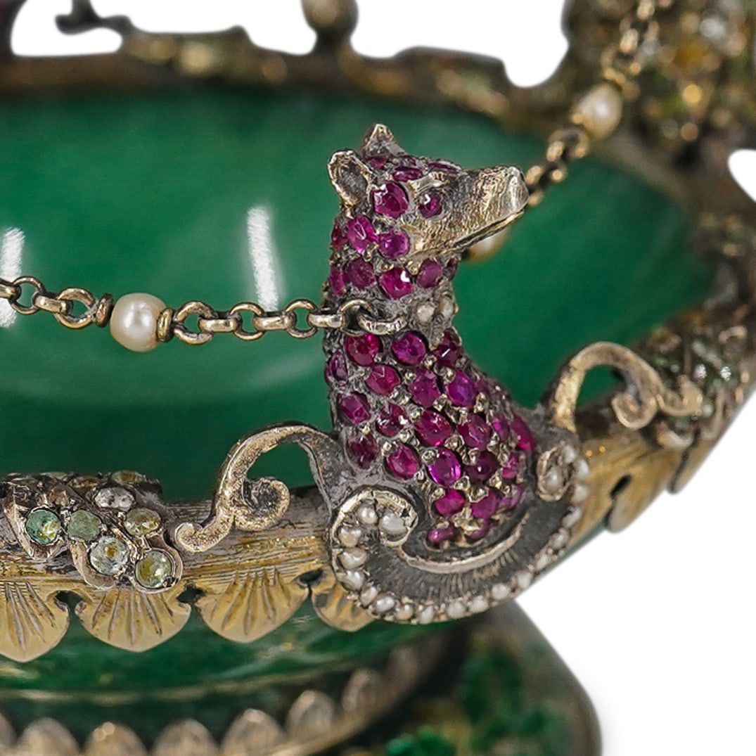 Antique Austro Hungarian Silver, Aventurine and Gemstone Tazza - 7