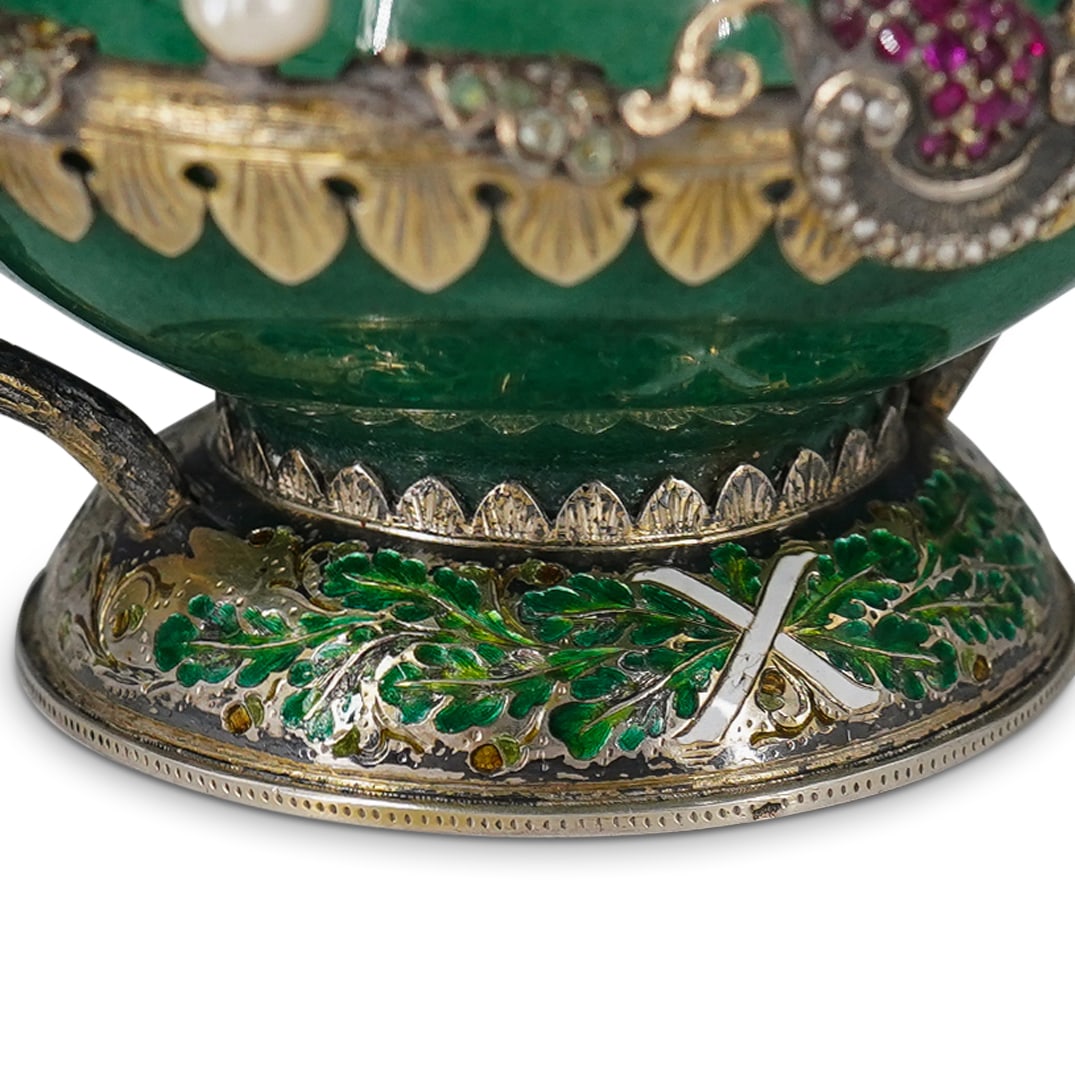Antique Austro Hungarian Silver, Aventurine and Gemstone Tazza - 8