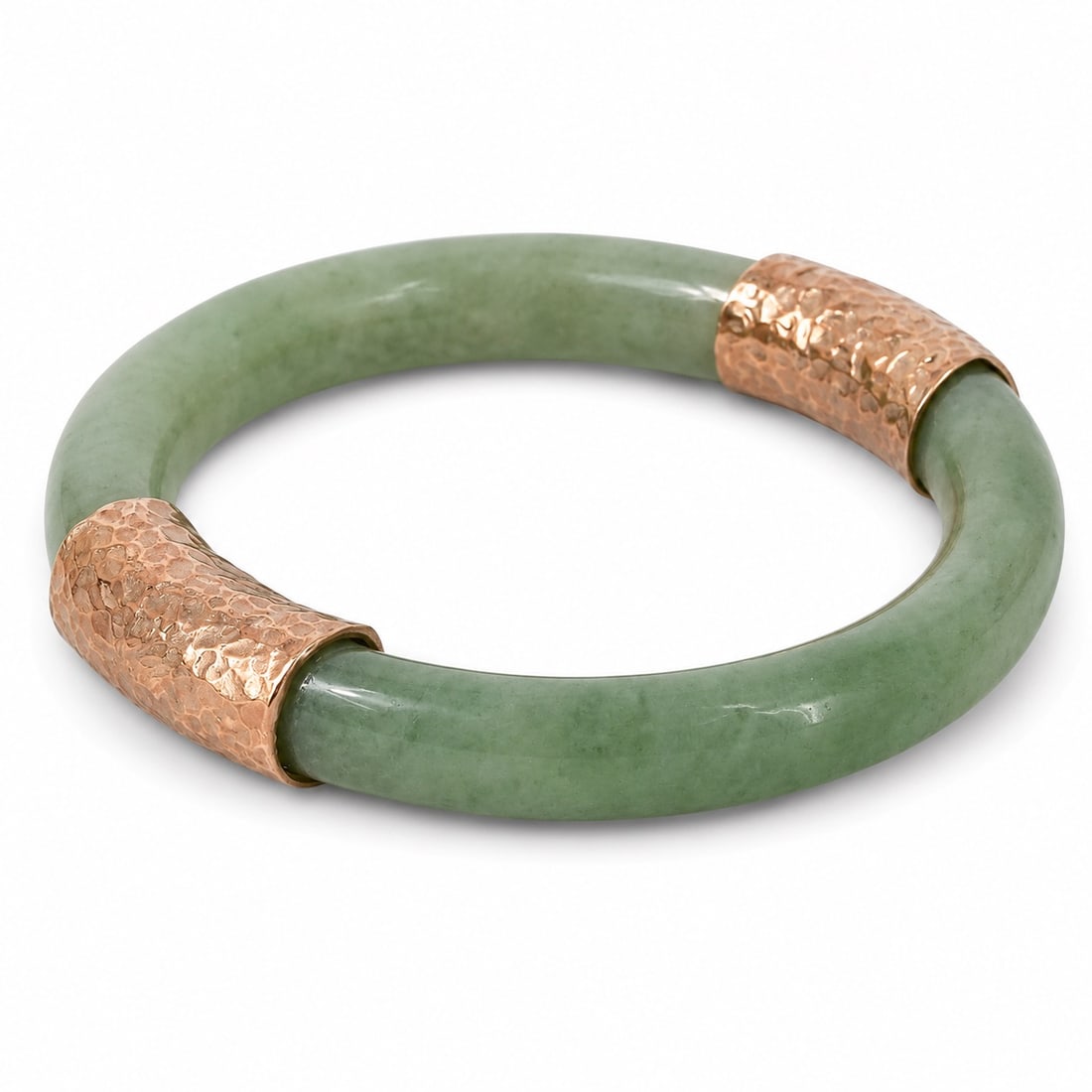 Chinese 14K Gold & Jade Bangle Bracelet (1 of 5)