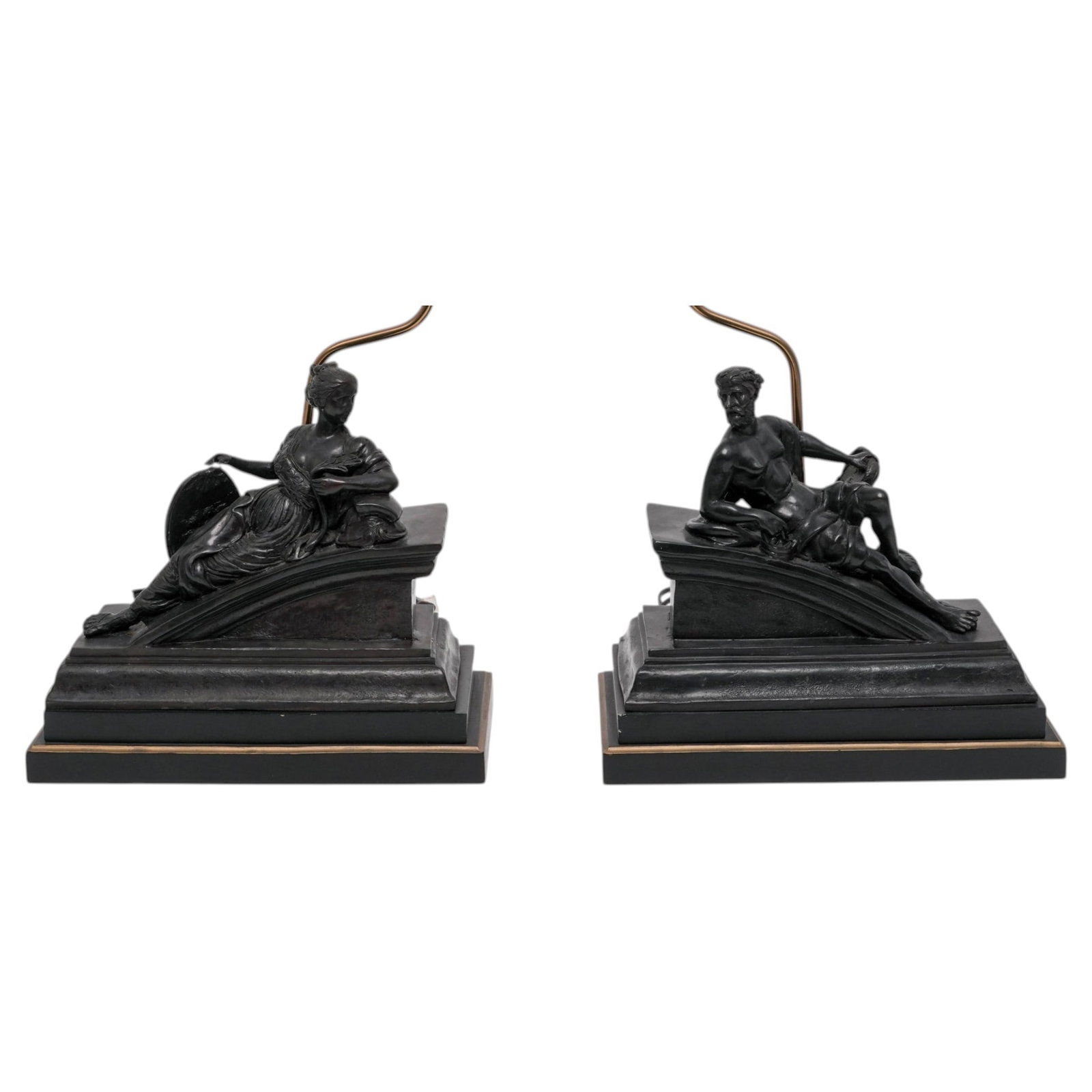 Pair Great City Traders Bronze Lounging Man & Woman Table Lamps (1 of 7)