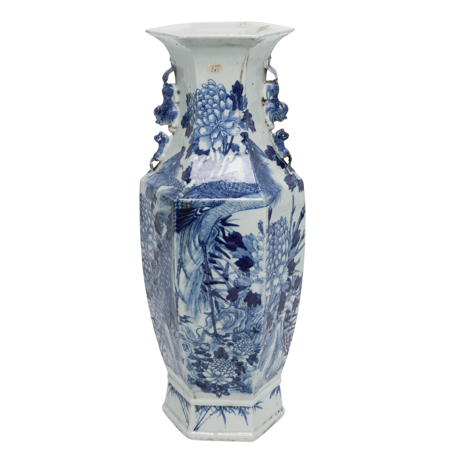 Antique Chinese Blue & White Porcelain Hexagonal Vase (1 of 7)