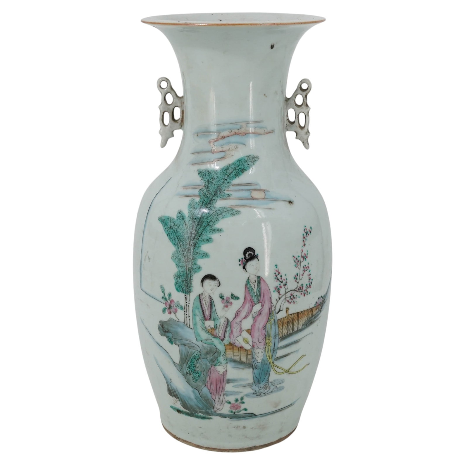 Antique Repulic Period Chinese Famille Rose Porcelain Vase: Antique Repulic Period Chinese Famille Rose Porcelain Vase Early 20th Century, China Decorative porcelain vase from the Chinese Republic period, featuring finely painted famille rose enamel decoration