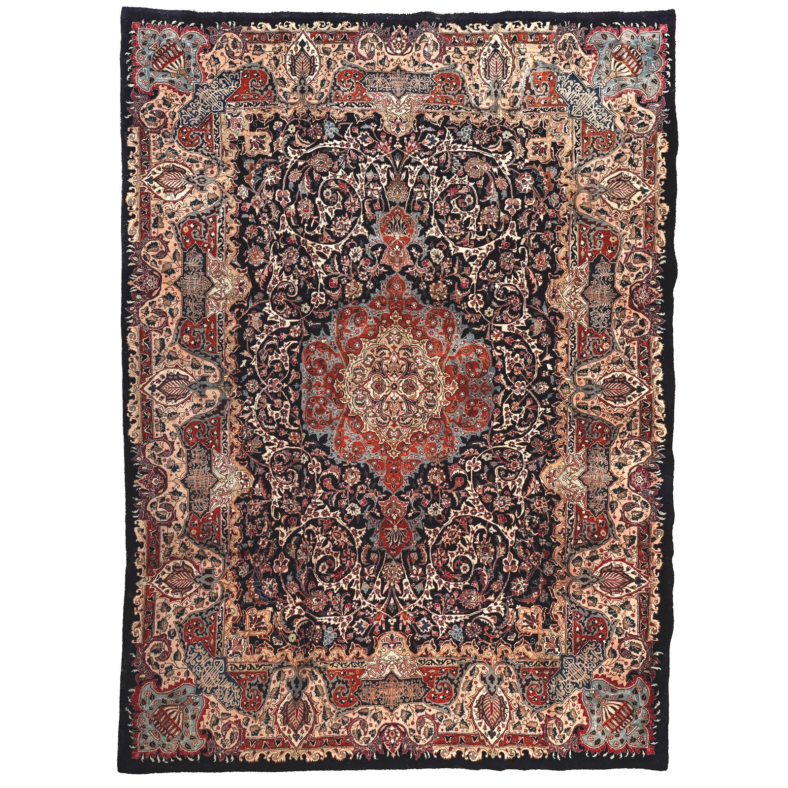 Persian Kashmar Wool Rug: Persian Kashmar Wool Rug 20th century, Persian Large, hand-knotted Persian Kashmar wool area rug. Features a Zirhaki pattern, highly detailed pictorial elements mixed with classic structures