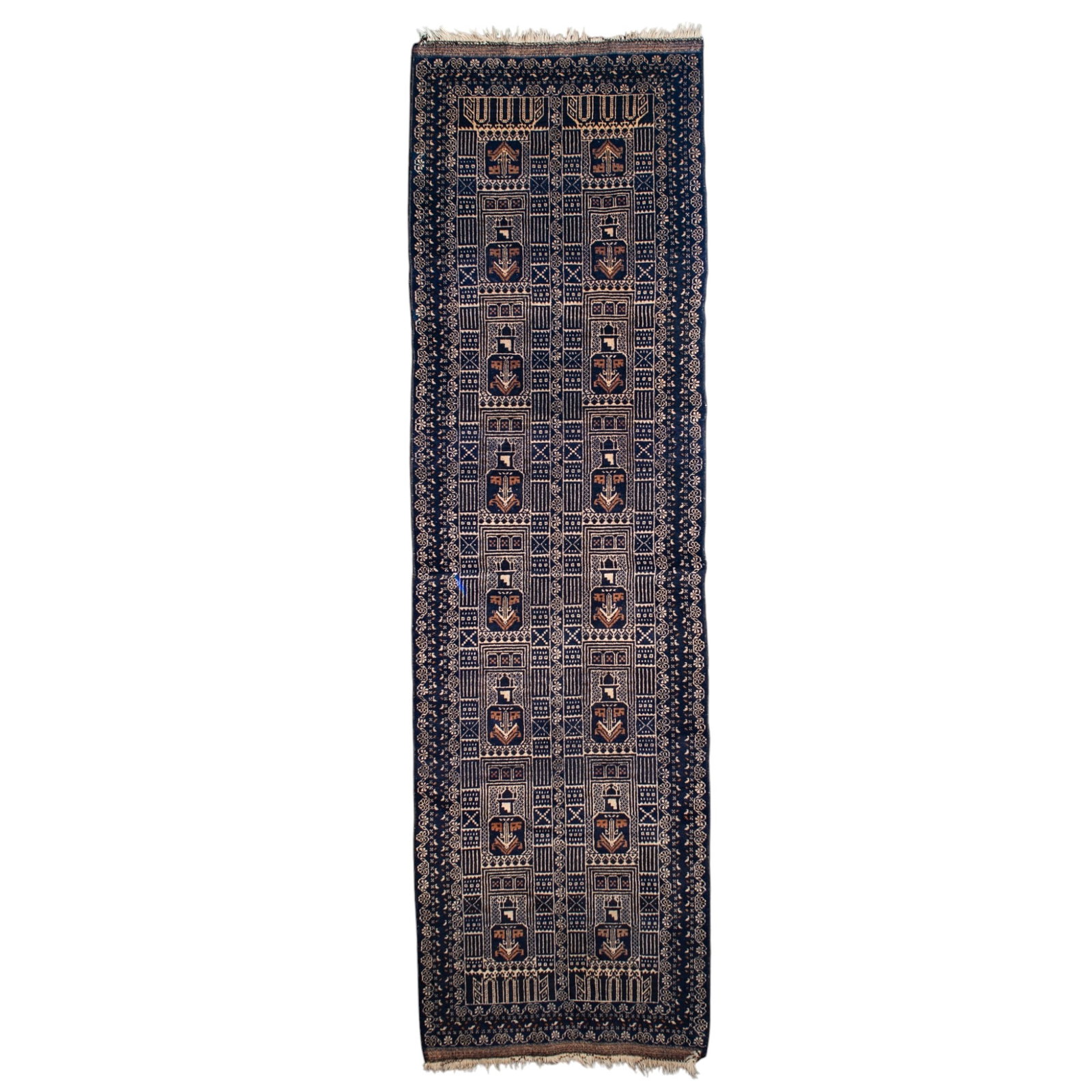 Antique Navy Blue Hand Knotted Baluchi Hall Runner (1 of 5)