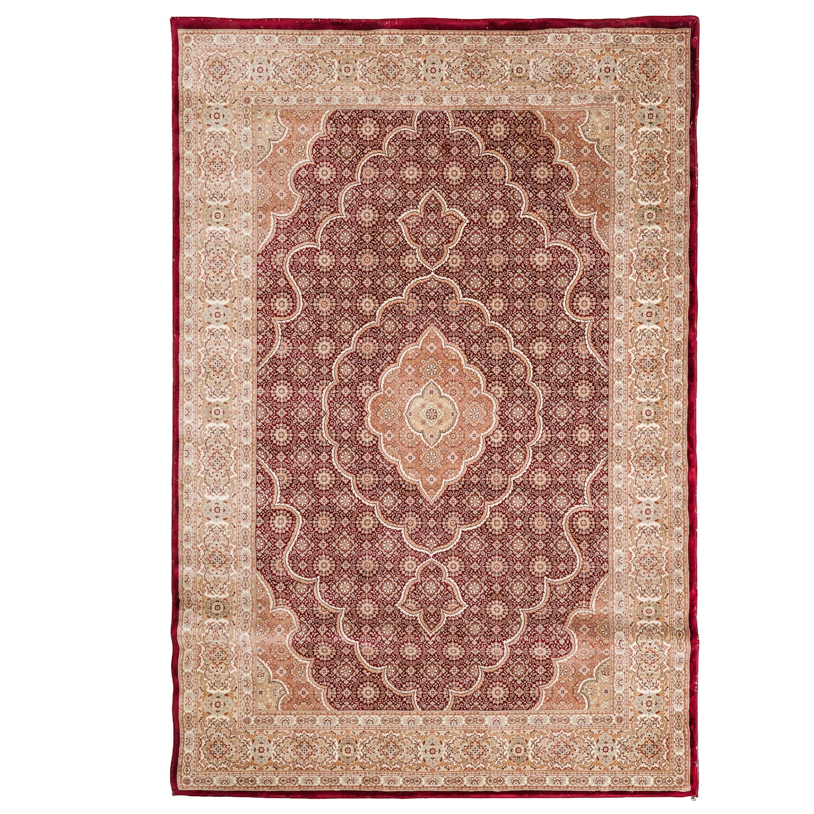 Tabriz Mahi Wool Area Rug: Tabriz Mahi Wool Area Rug 20th century, Persian Wool area rug featuring traditional Tabriz Mahi (or Herati fish) design, a classic motif originating from the famed weaving city of Tabriz, Iran. It