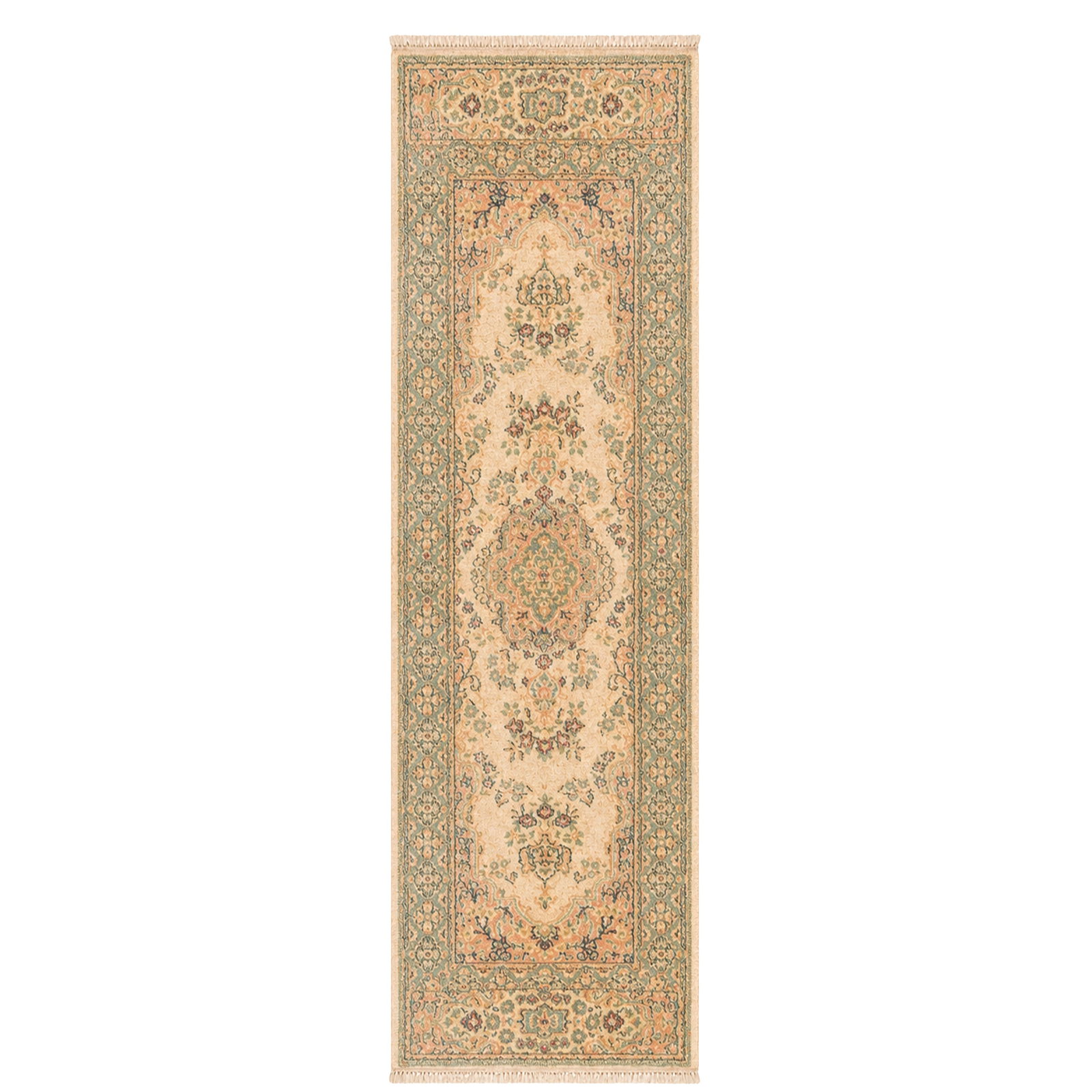 Oushak Style Oriental Wool Runner Rug: Oushak Style Oriental Wool Runner Rug 20th century Wool runner rug featuring a classic distressed or antique aesthetic. It features a traditional oriental or Oushak-inspired floral medallion motif