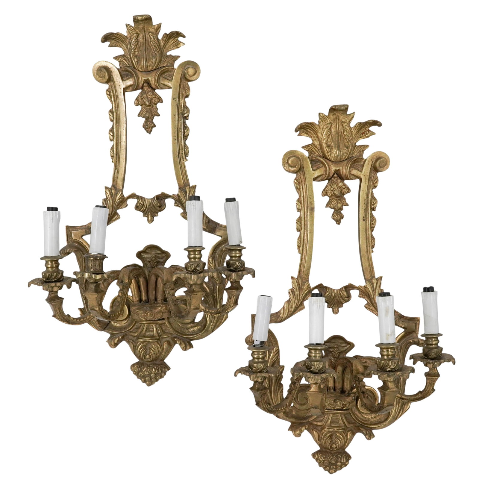 Pair Cast Bronze Italian Wall Sconces (1 of 8)