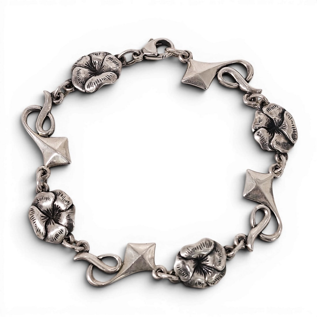 James Avery Sterling Silver Floral Link Bracelet (1 of 3)