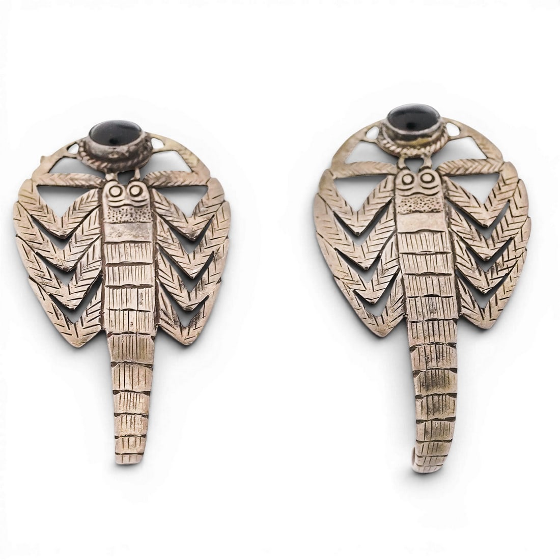 Vintage Sterling Silver & Black Onyx Scorpion Earrings (1 of 3)