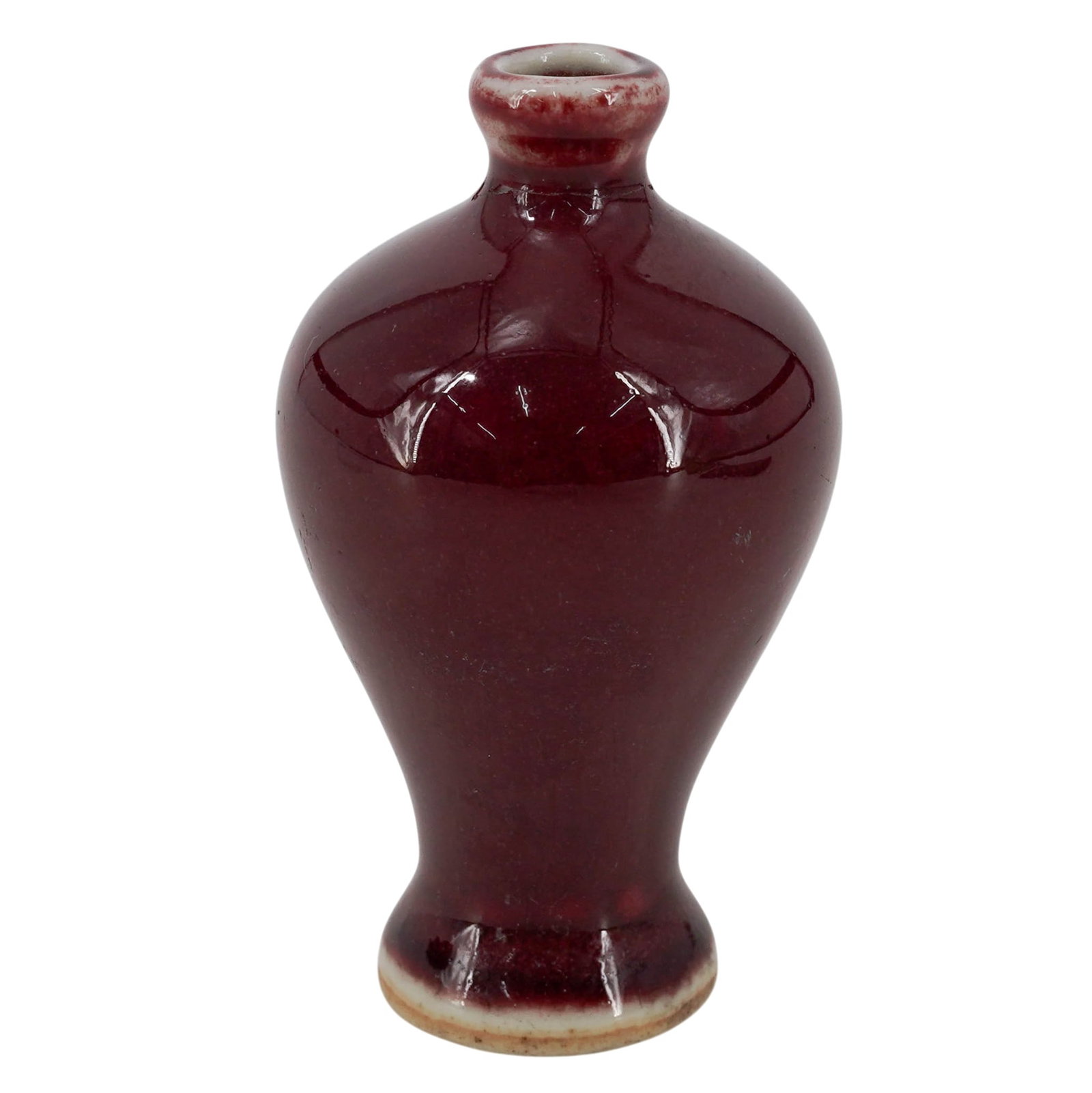Miniature Chinese Oxblood Glazed Meiping (Plum) Porcelain vase (1 of 4)
