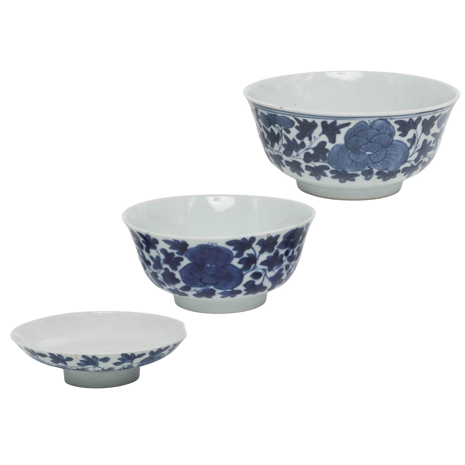 (3pc) Chinese Blue & White Porcelain Bowls (1 of 9)