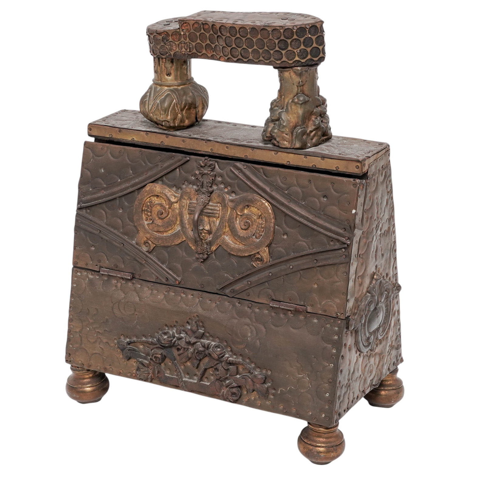 Vintage Turkish Ottoman-Style Brass Shoe Shine Box (1 of 9)