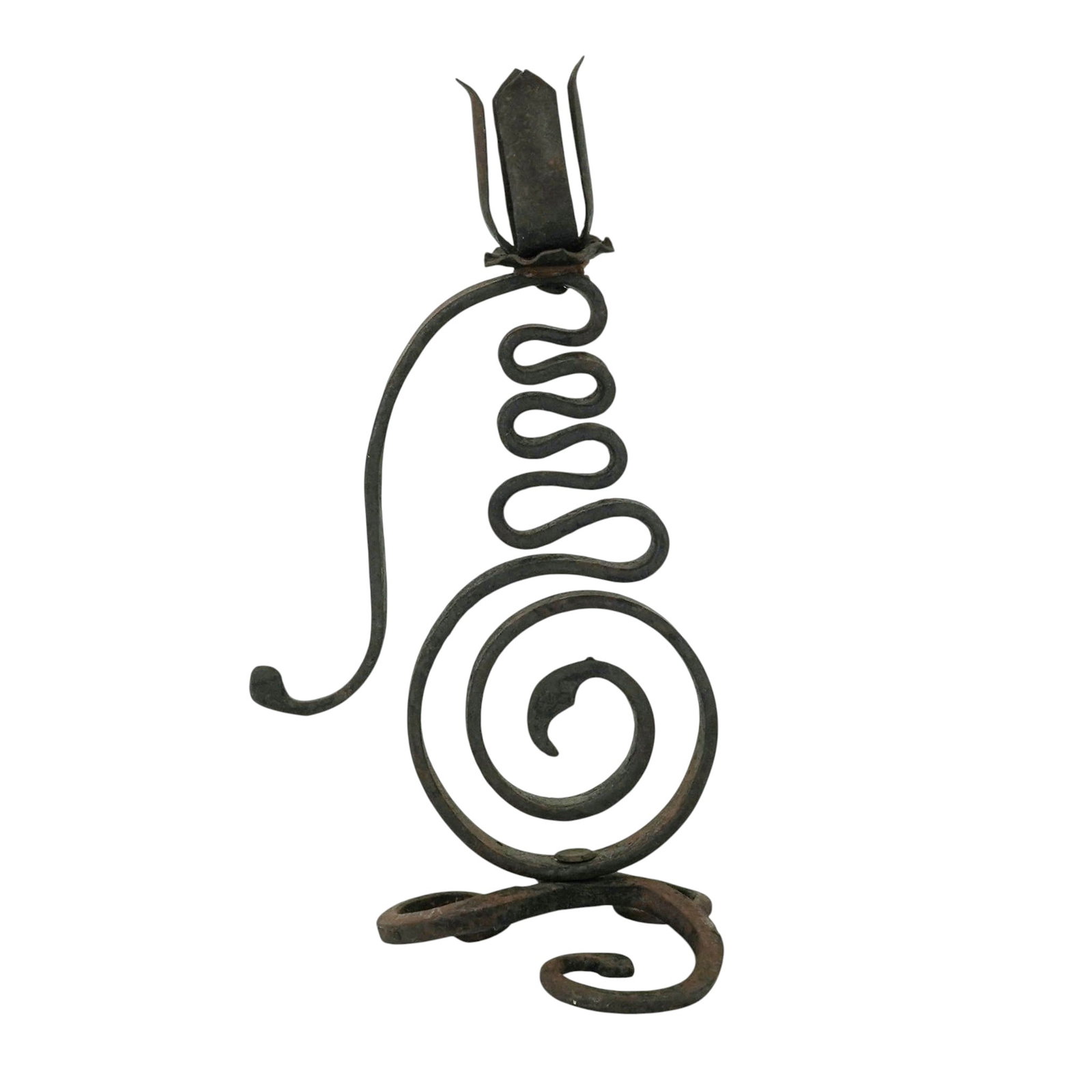 Rustic Wrought Iron Coiled-Stem Candlestick - 3