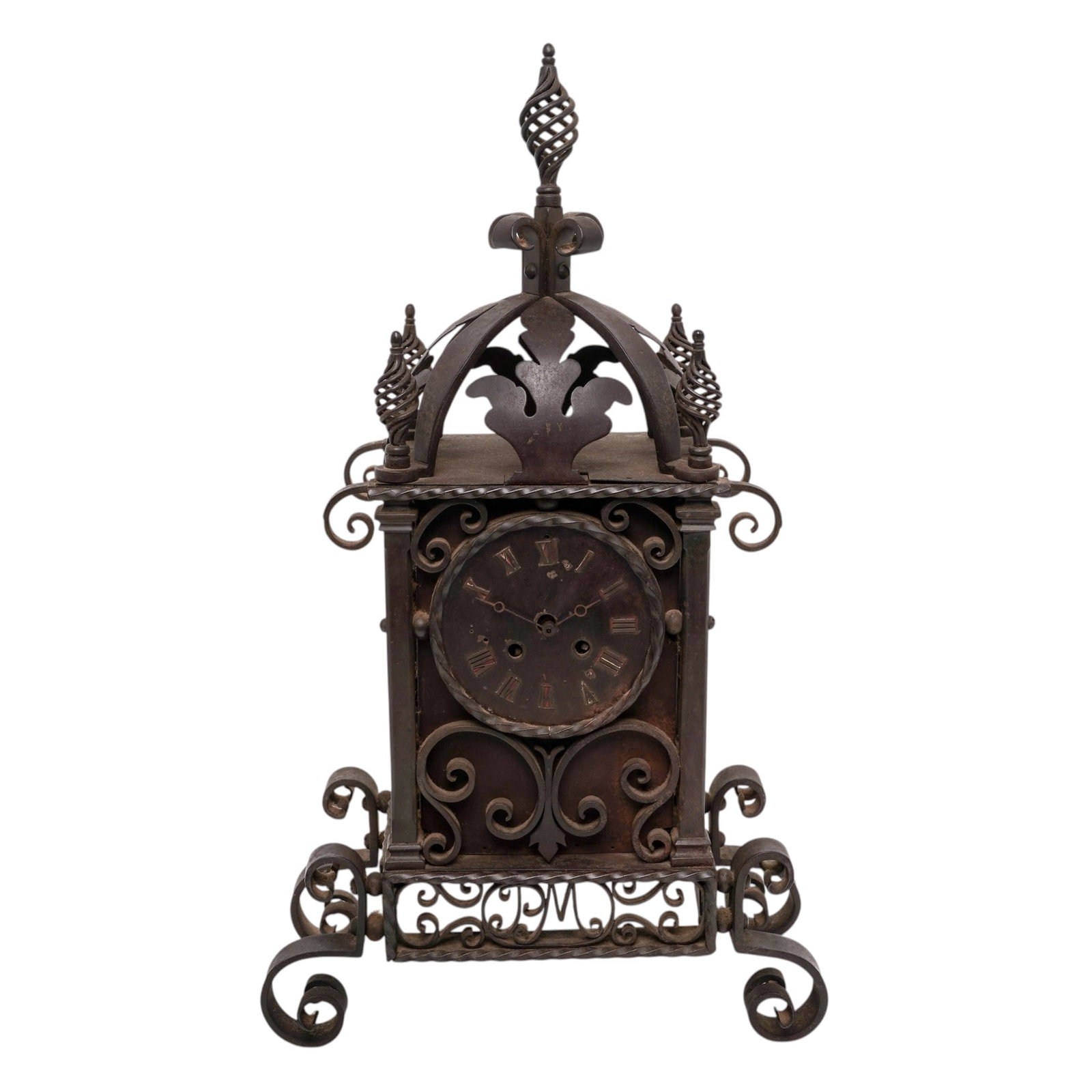 Marti et Cie French Wrought Iron Gothic Revival Mantel Clock (1 of 10)