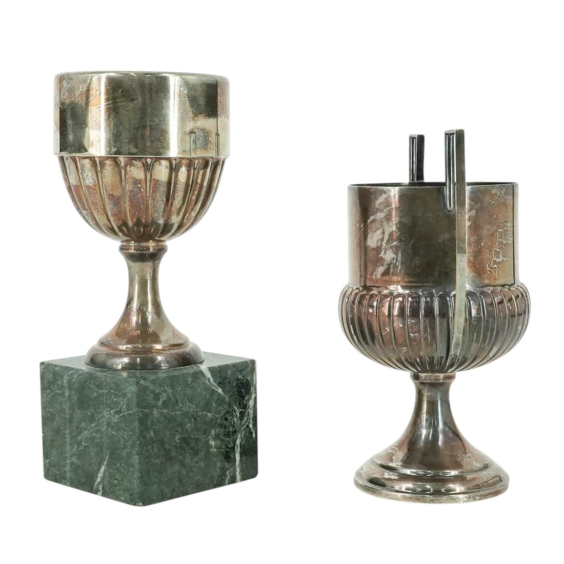 Pair Sterling Silver Engraved Trophy Cups - 3