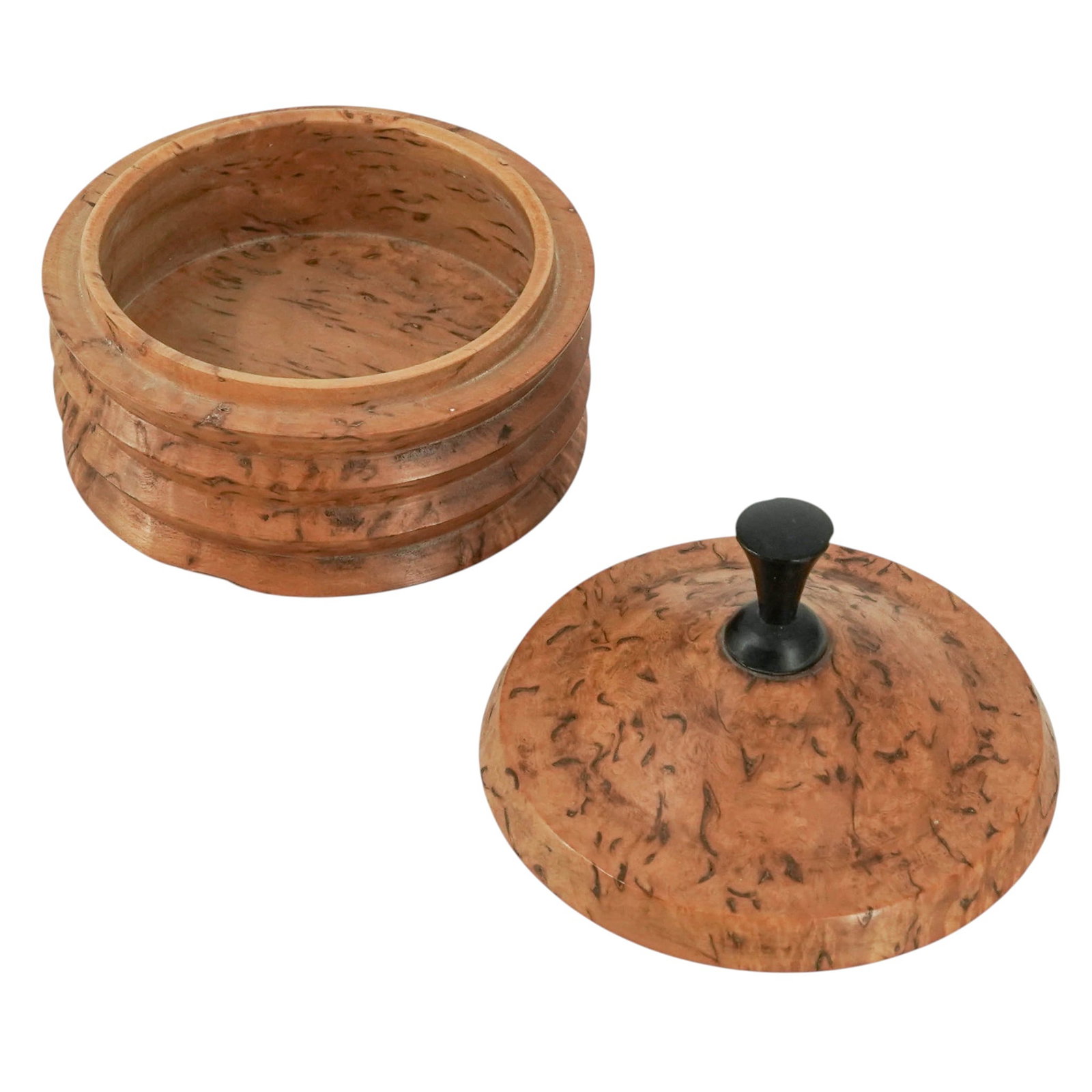 Pair Lidded Cylindrical Wooden Boxes - 9