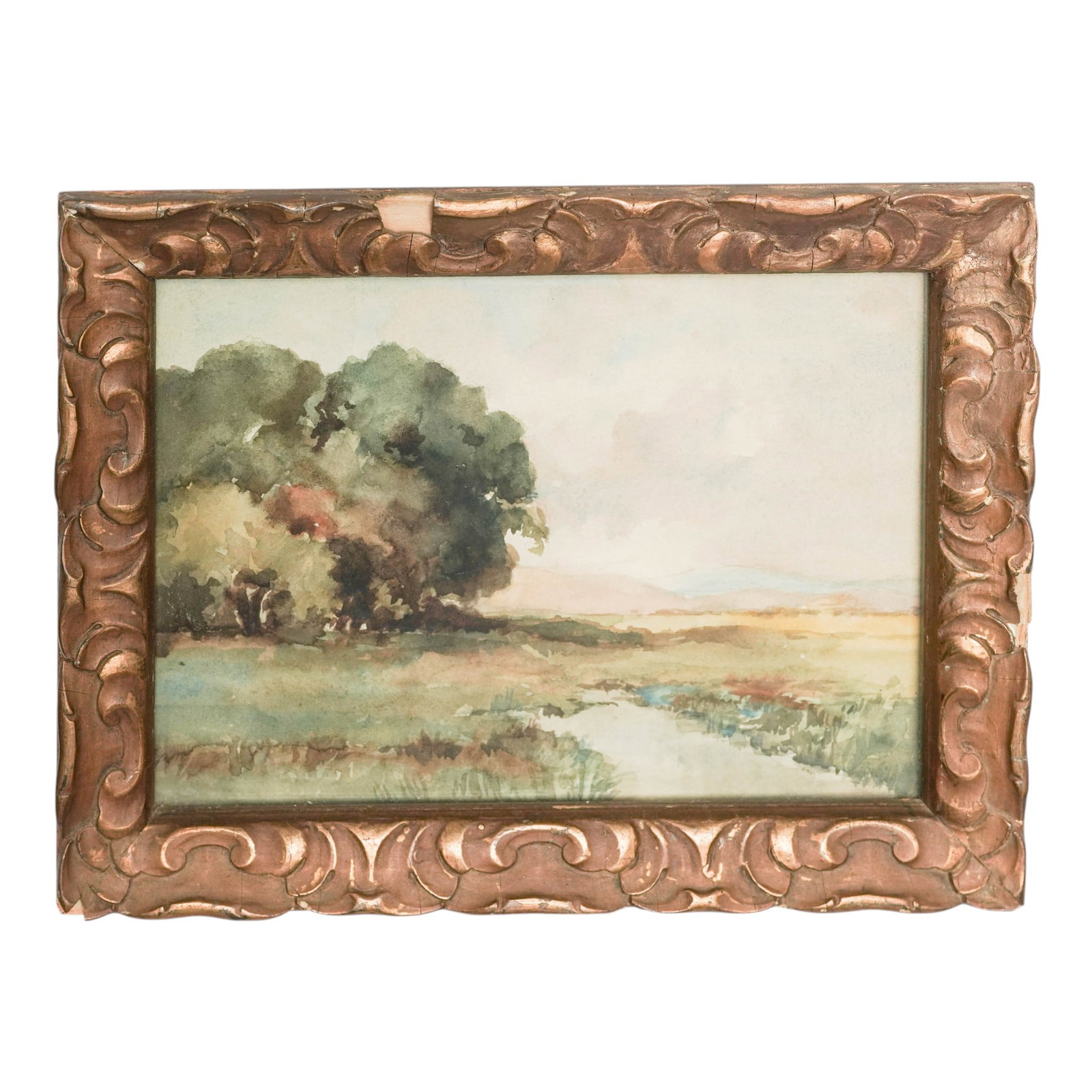 Framed Landscape Watercolor on Paper (1 of 5)