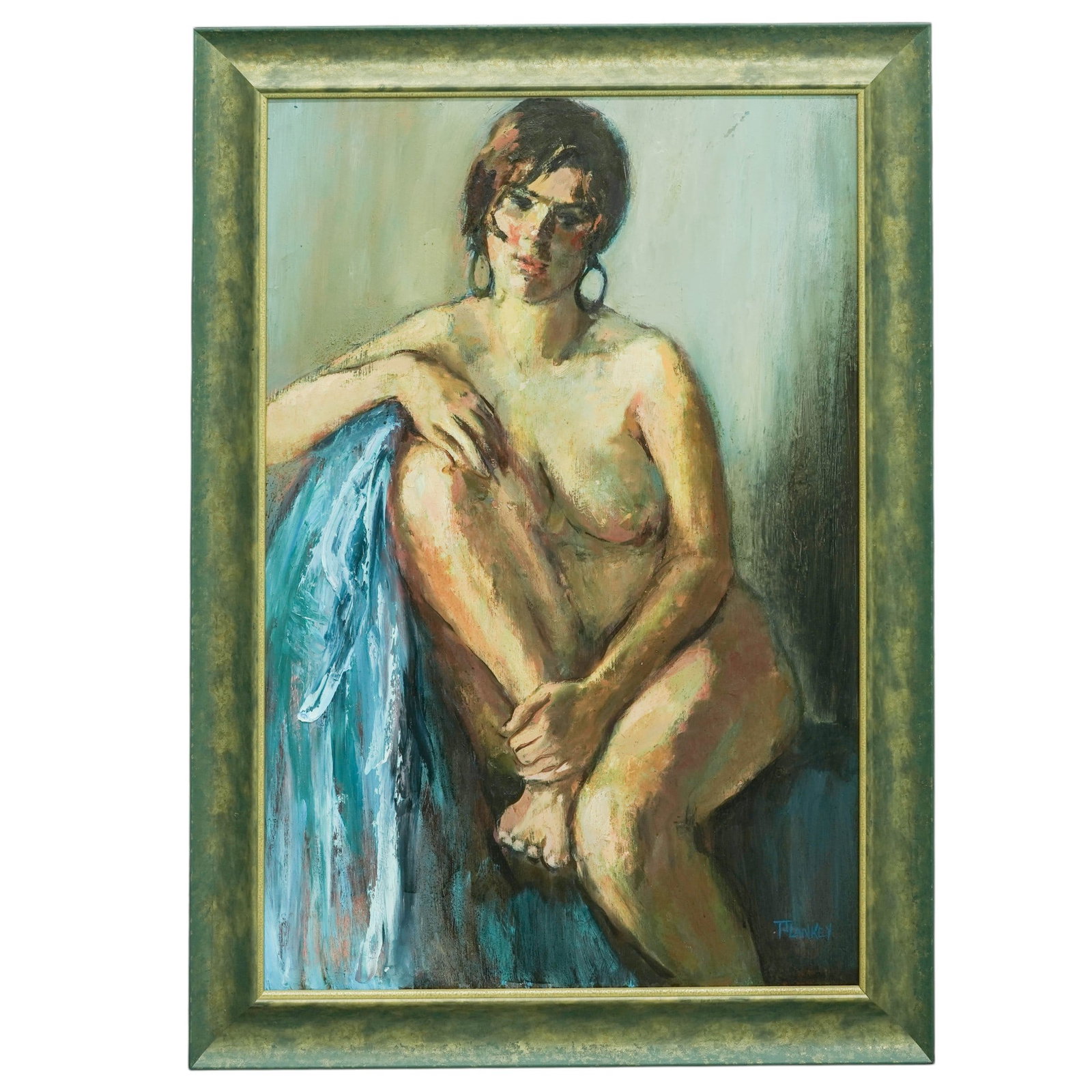 E. G. Plankey Signed Nude Female Portrait: E. G. Plankey Signed Nude Female Portrait Original signed painting by E.G. Plankey depicting a nude female figure in a figurative portrait composition. Executed in a representational style with