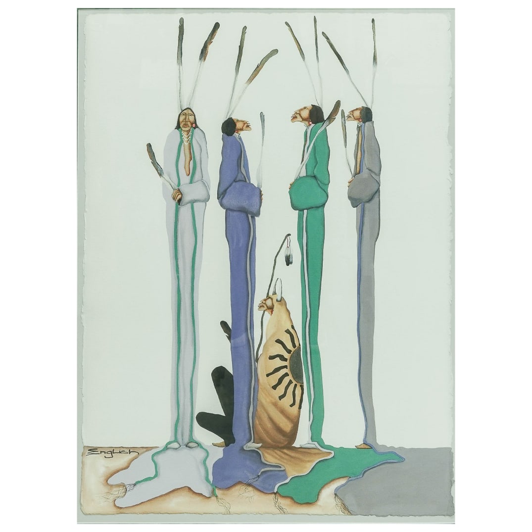 Sam English (B. 1942) Watercolor Native American Painting (1 of 7)