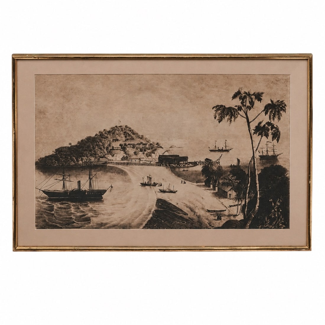 Antique"The Pacific Steam Navigation Co. Works in Taboga" Silver Gelatin Photograph (1 of 7)