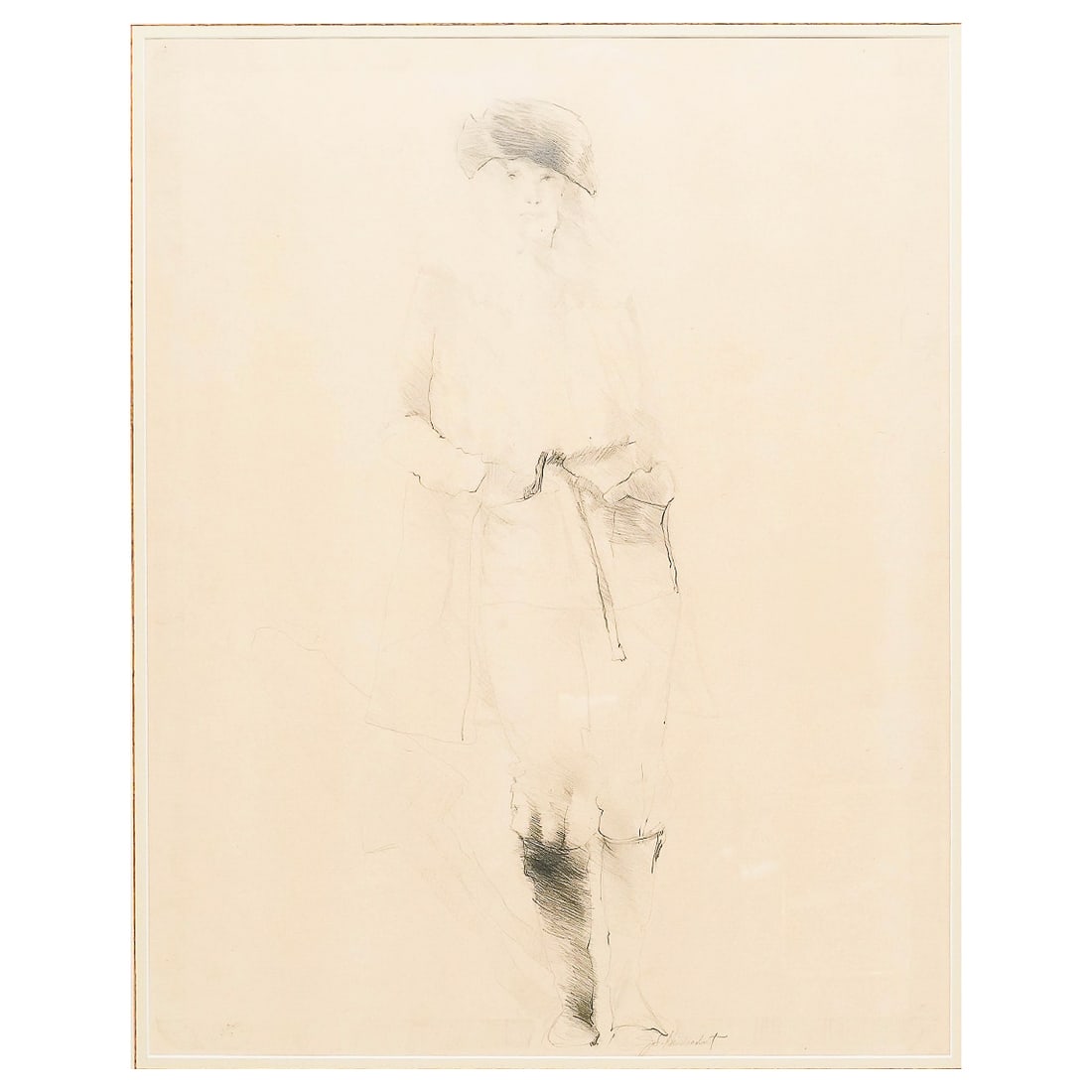 Signed Female Portrait Drawing (1 of 6)