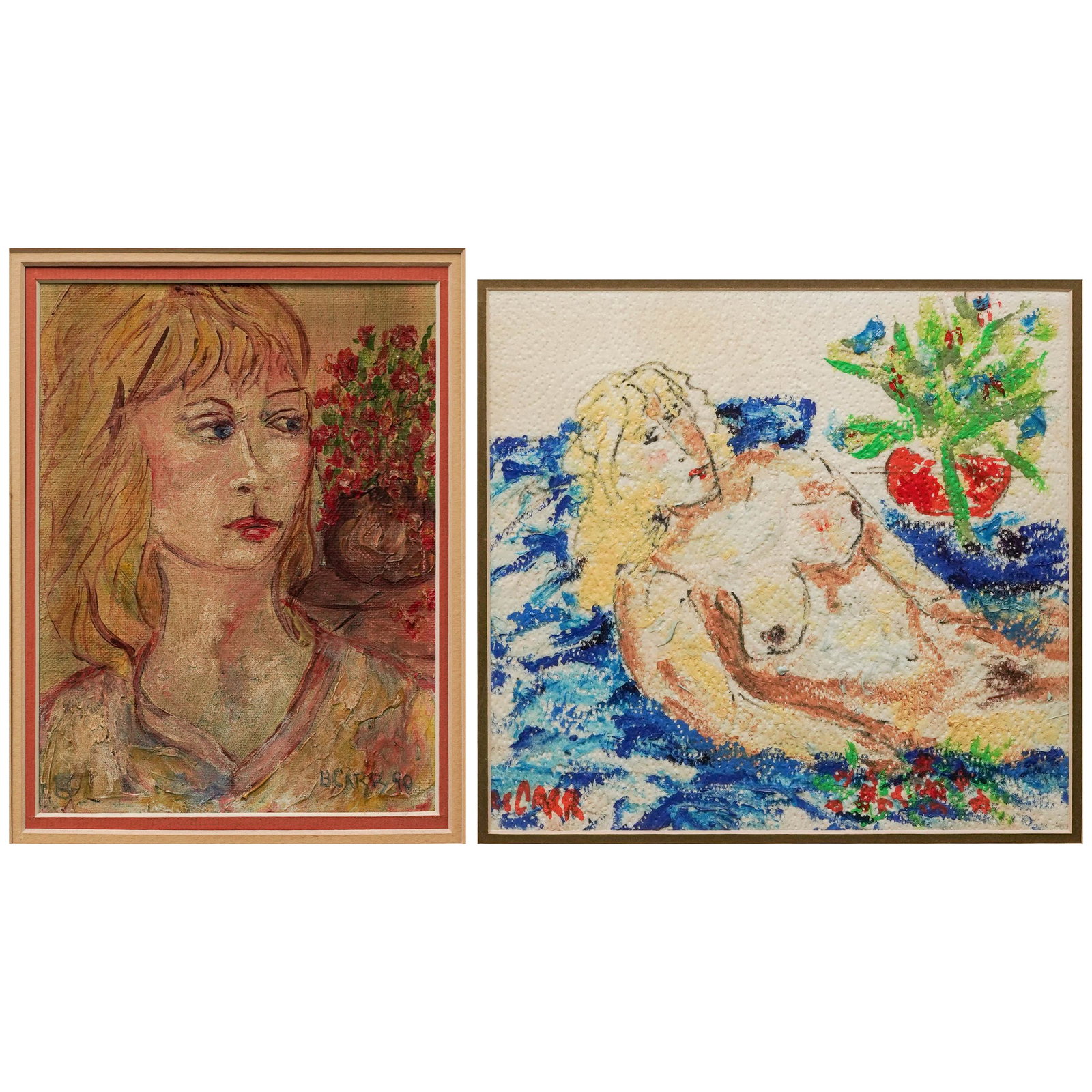 (2 pc) Bruce. Carr Portrait Paintings (1 of 4)