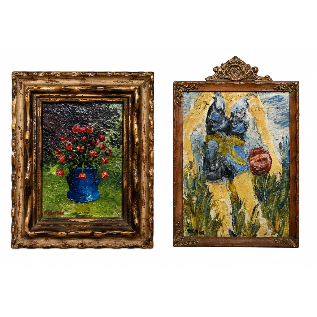 (2pc) Vintage Signed Oil On Board Paintings (1 of 9)