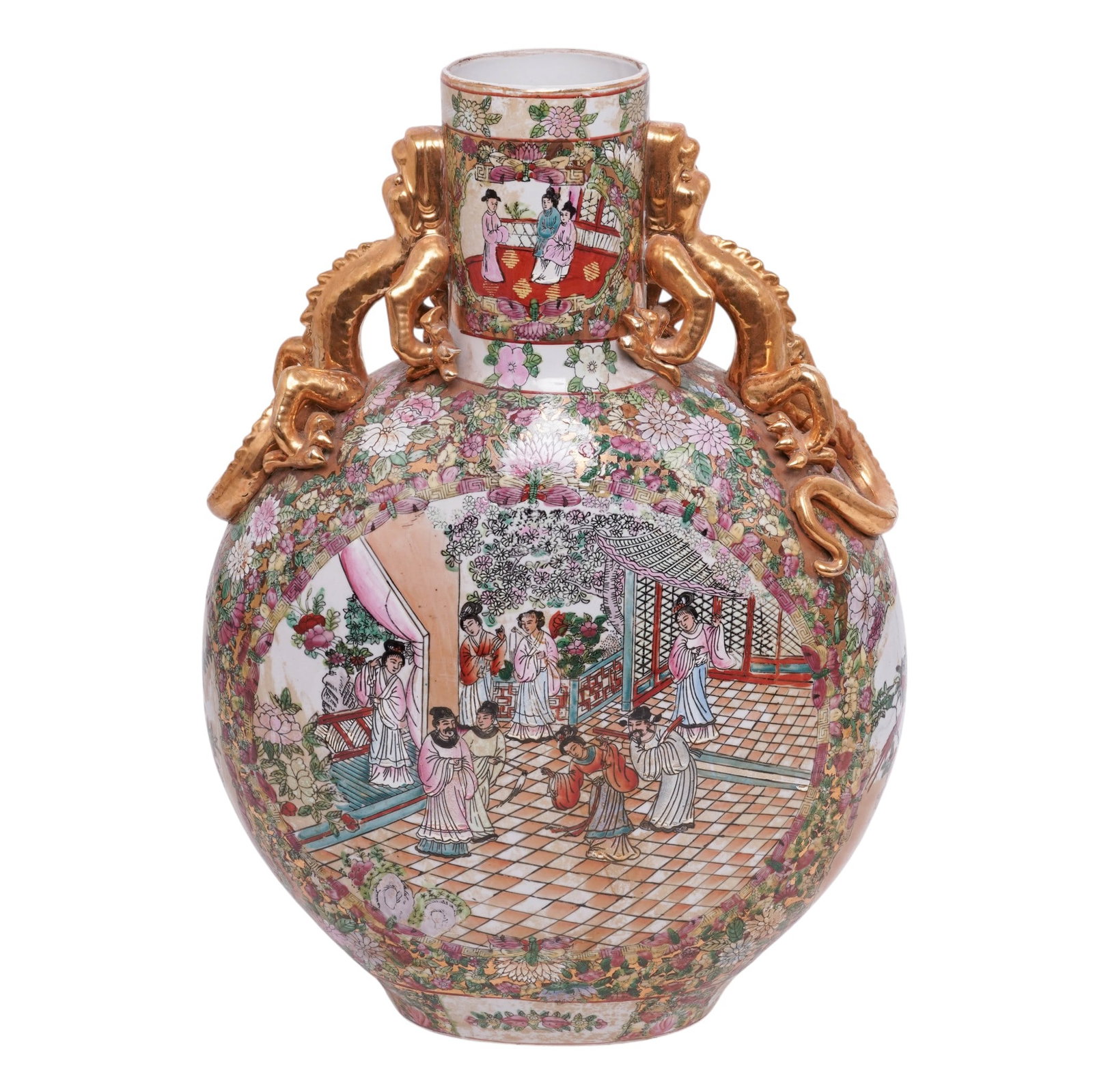 Chinese Porcelain Rose Medallion Moon Flask Vase (1 of 13)
